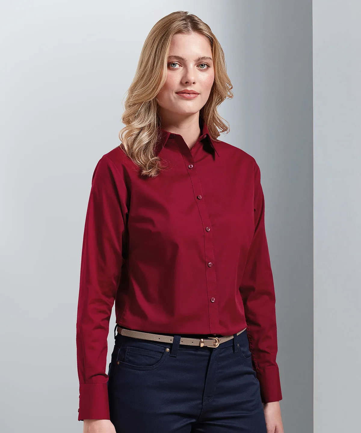 Aubergine - Women's poplin long sleeve blouse