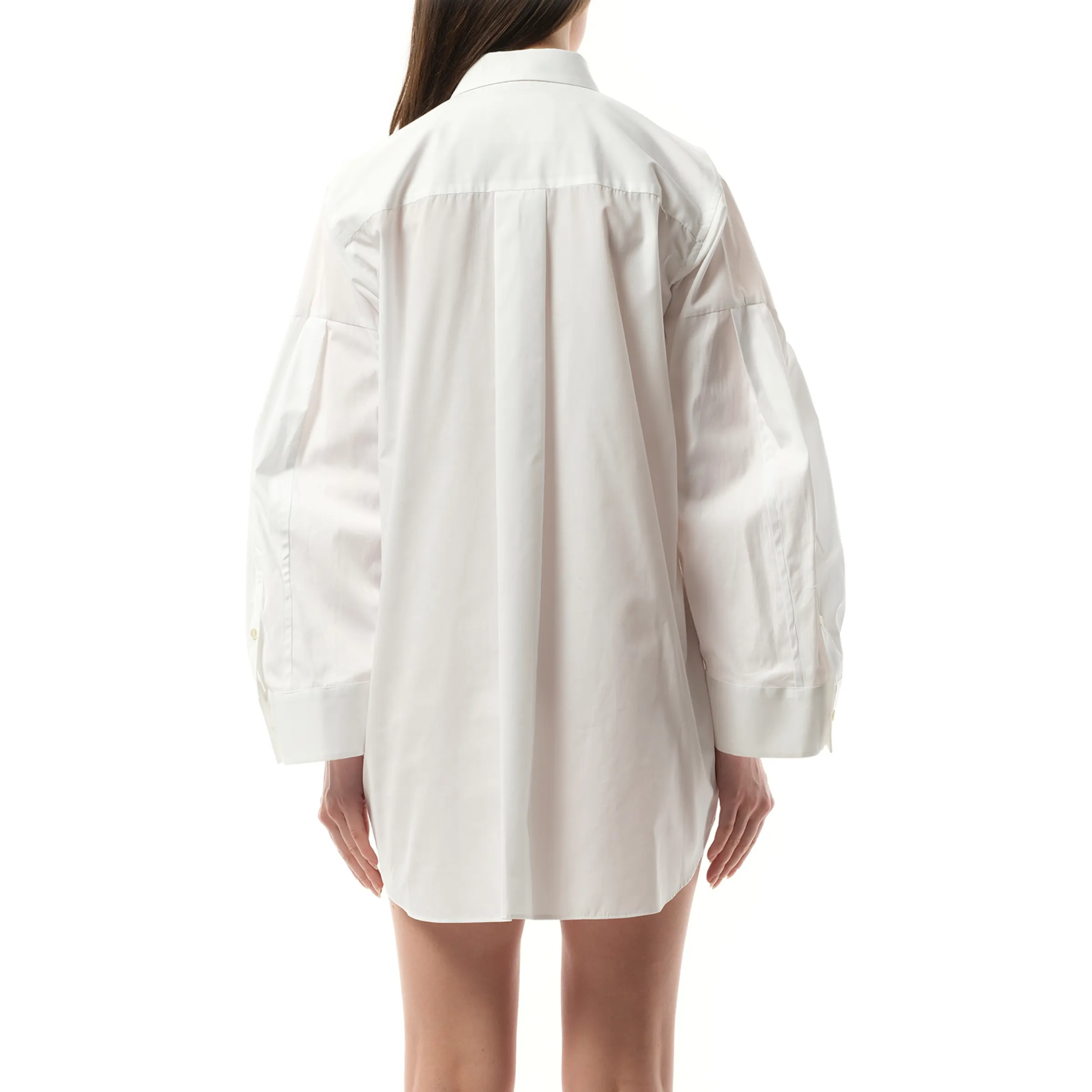 Balloon Sleeve Shirt Dress in Off White