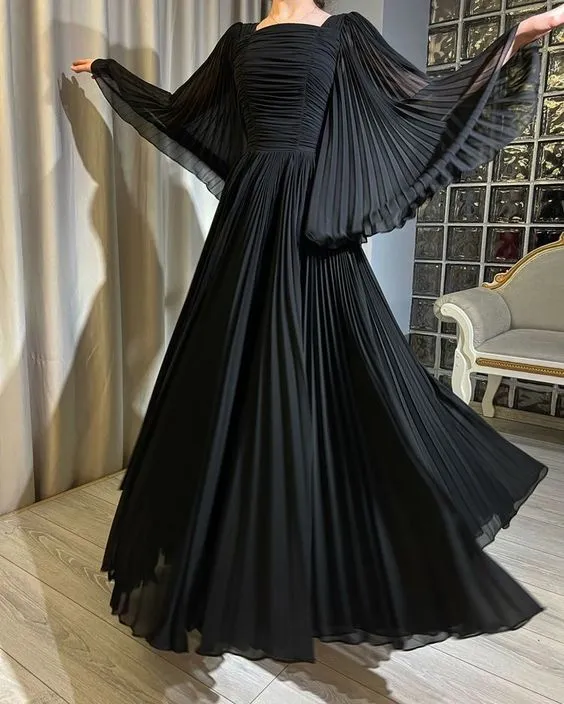 Black Chiffon Prom Party Dresses Elegant Dress for Event