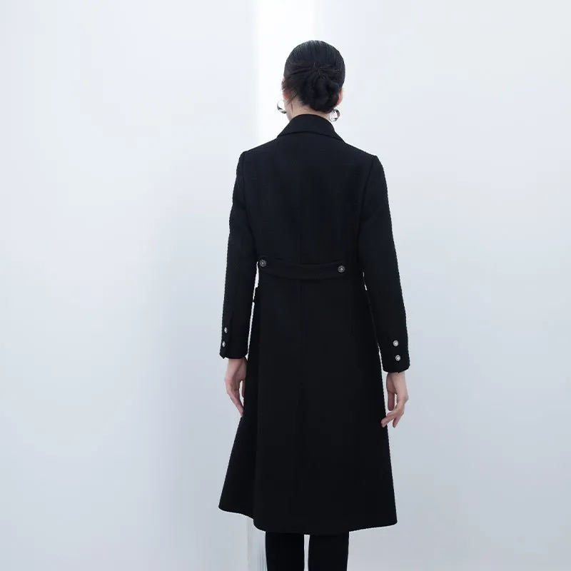 Black Lapel Long Trench Coats