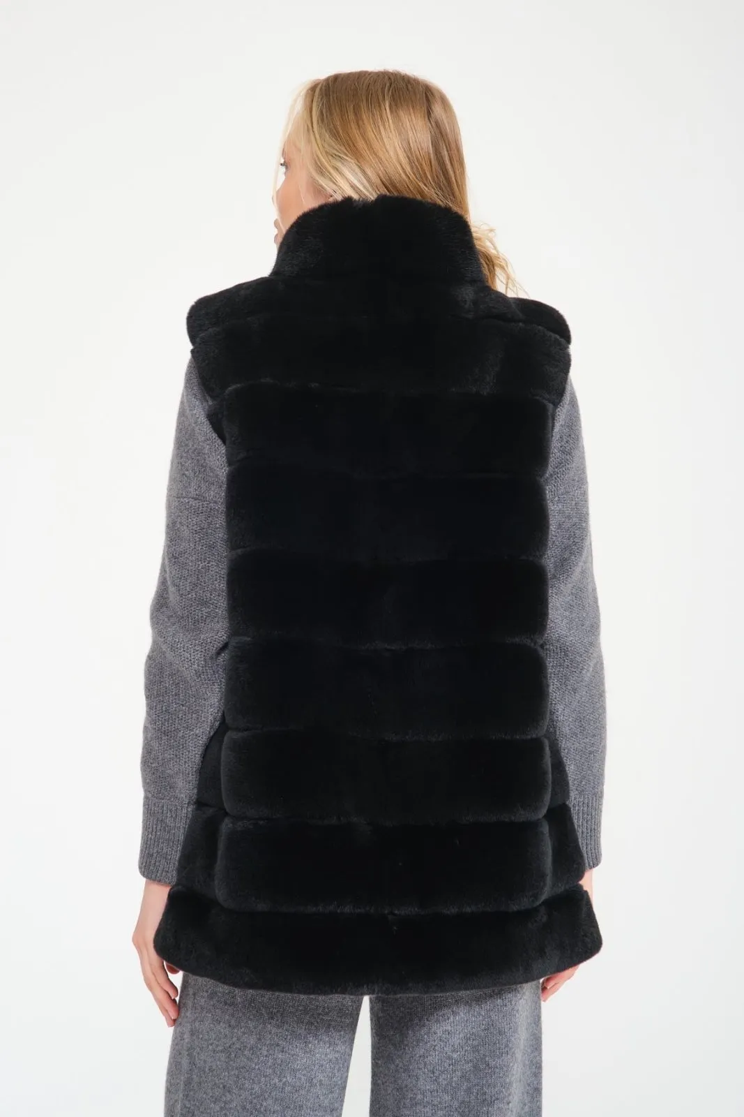 Black Rex Fur Vest