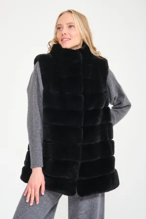 Black Rex Fur Vest