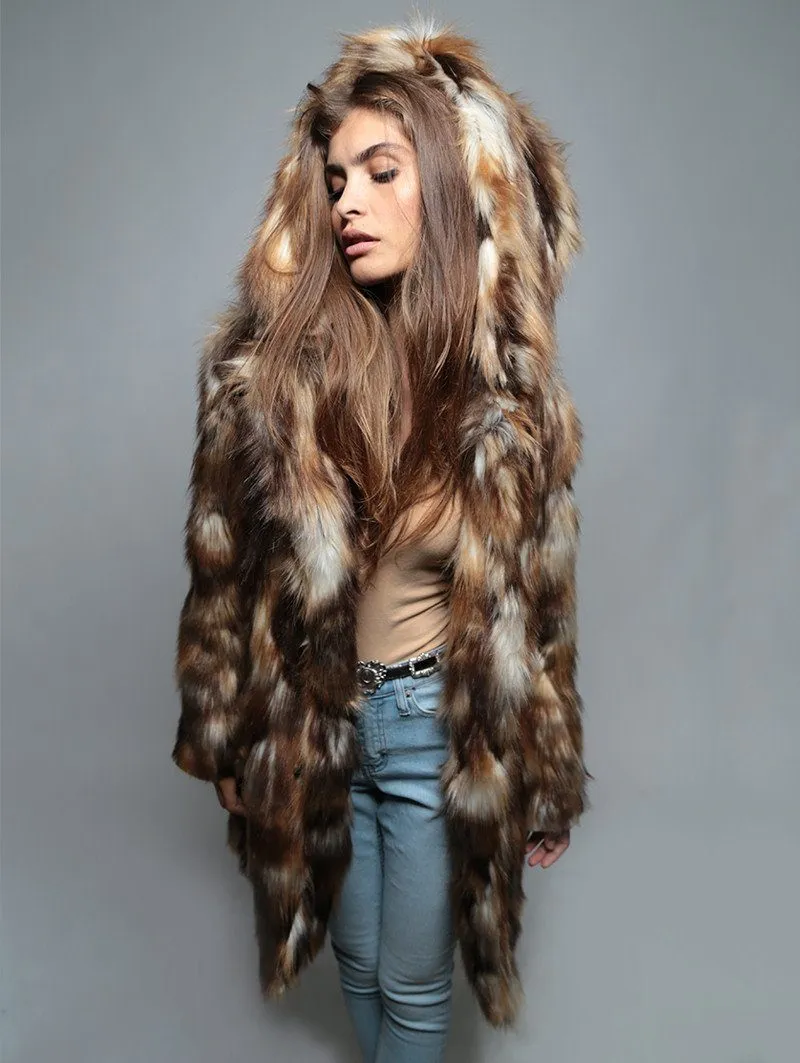 Brown Rabbit Faux Fur Coat SpiritHood