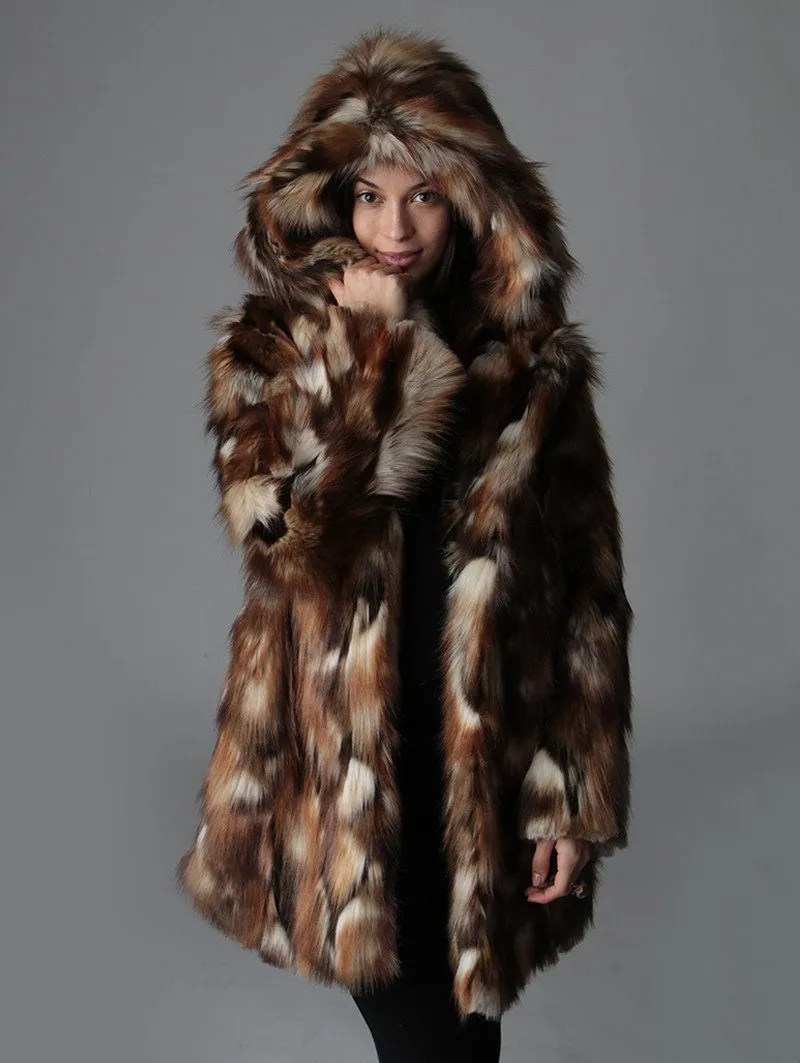 Brown Rabbit Faux Fur Coat SpiritHood