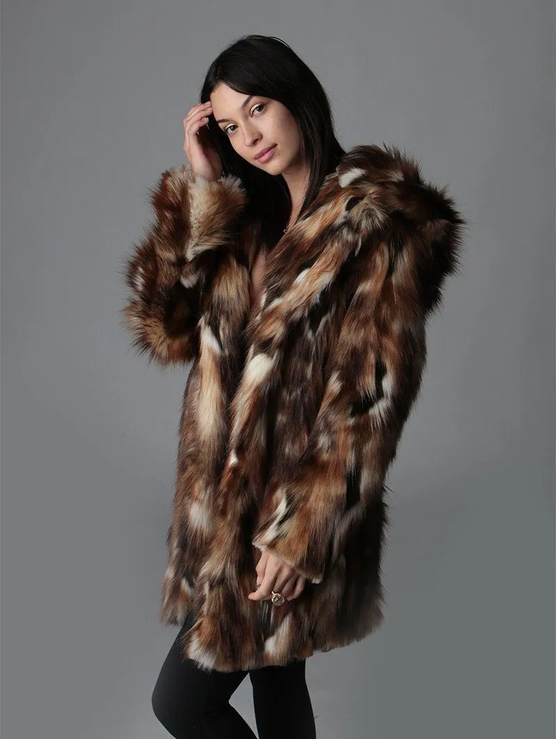 Brown Rabbit Faux Fur Coat SpiritHood