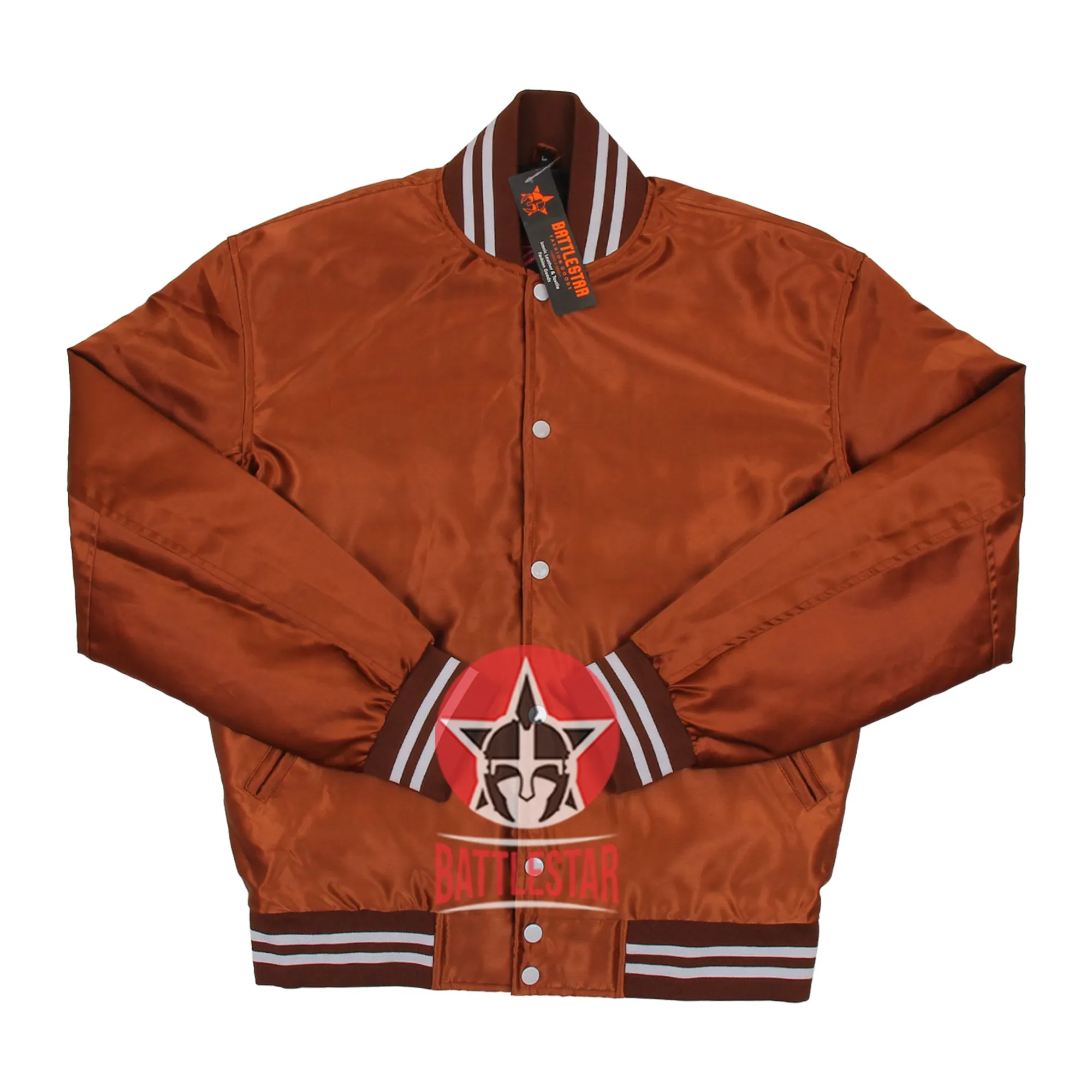 Chocolate Brown Satin Varsity Baseball Jacket