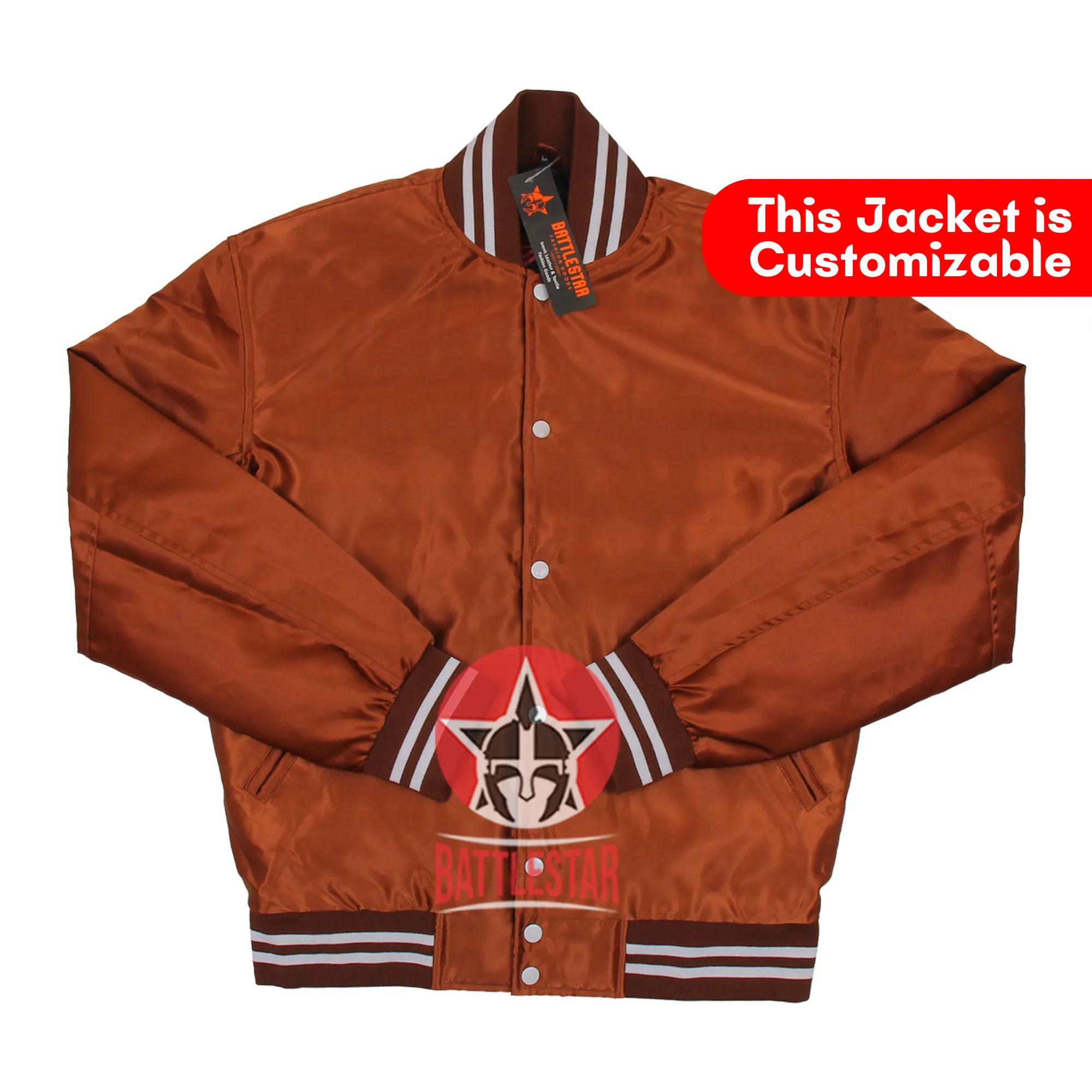 Chocolate Brown Satin Varsity Baseball Jacket