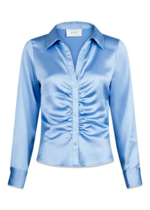 Christy Satin Shirt - Sky Blue