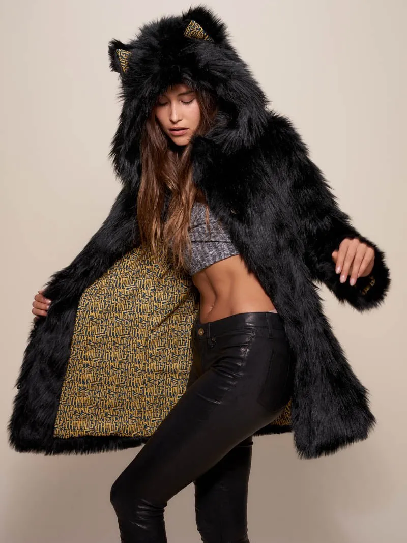 Collector Edition Black Wolf Faux Fur Coat