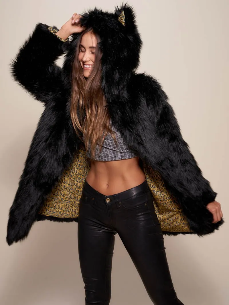 Collector Edition Black Wolf Faux Fur Coat