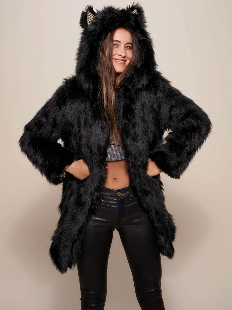 Collector Edition Black Wolf Faux Fur Coat