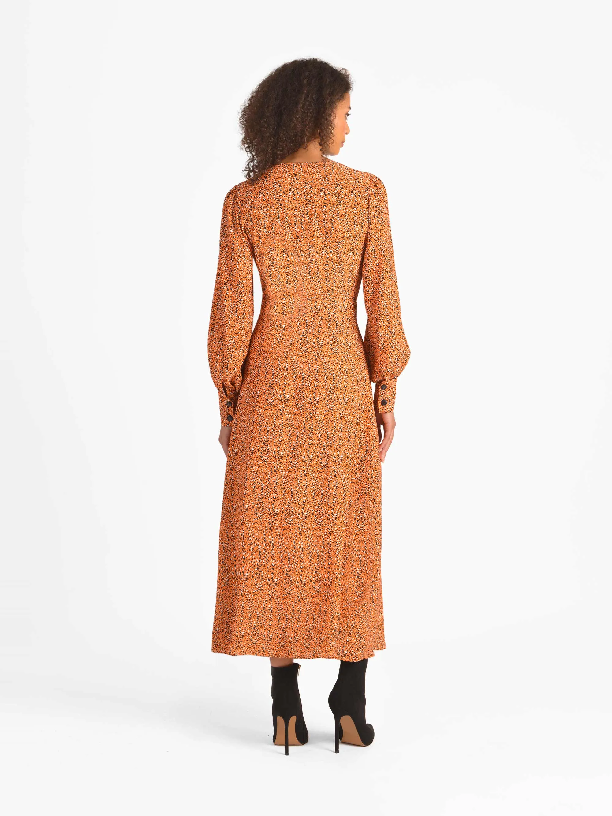 Dotty Print Button Wrap Dress