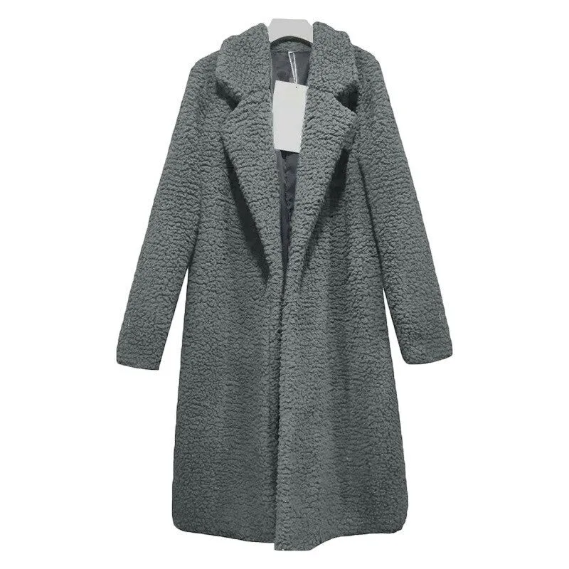 DressBetty - Multi-color Faux Fur Long Coat