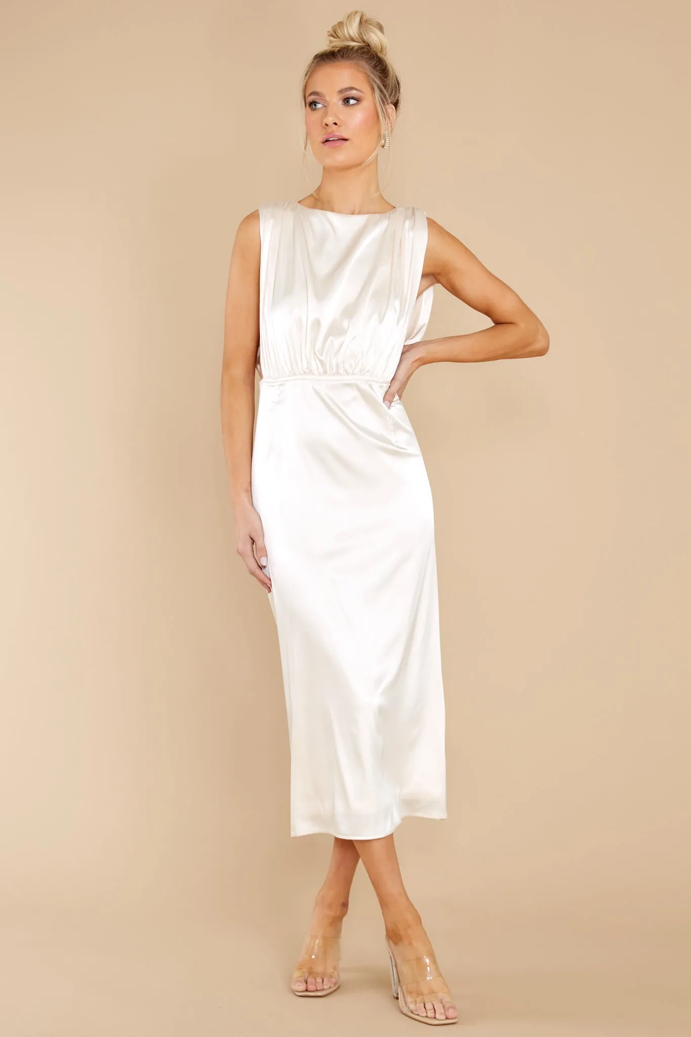 Elegant Nights Champagne Midi Dress