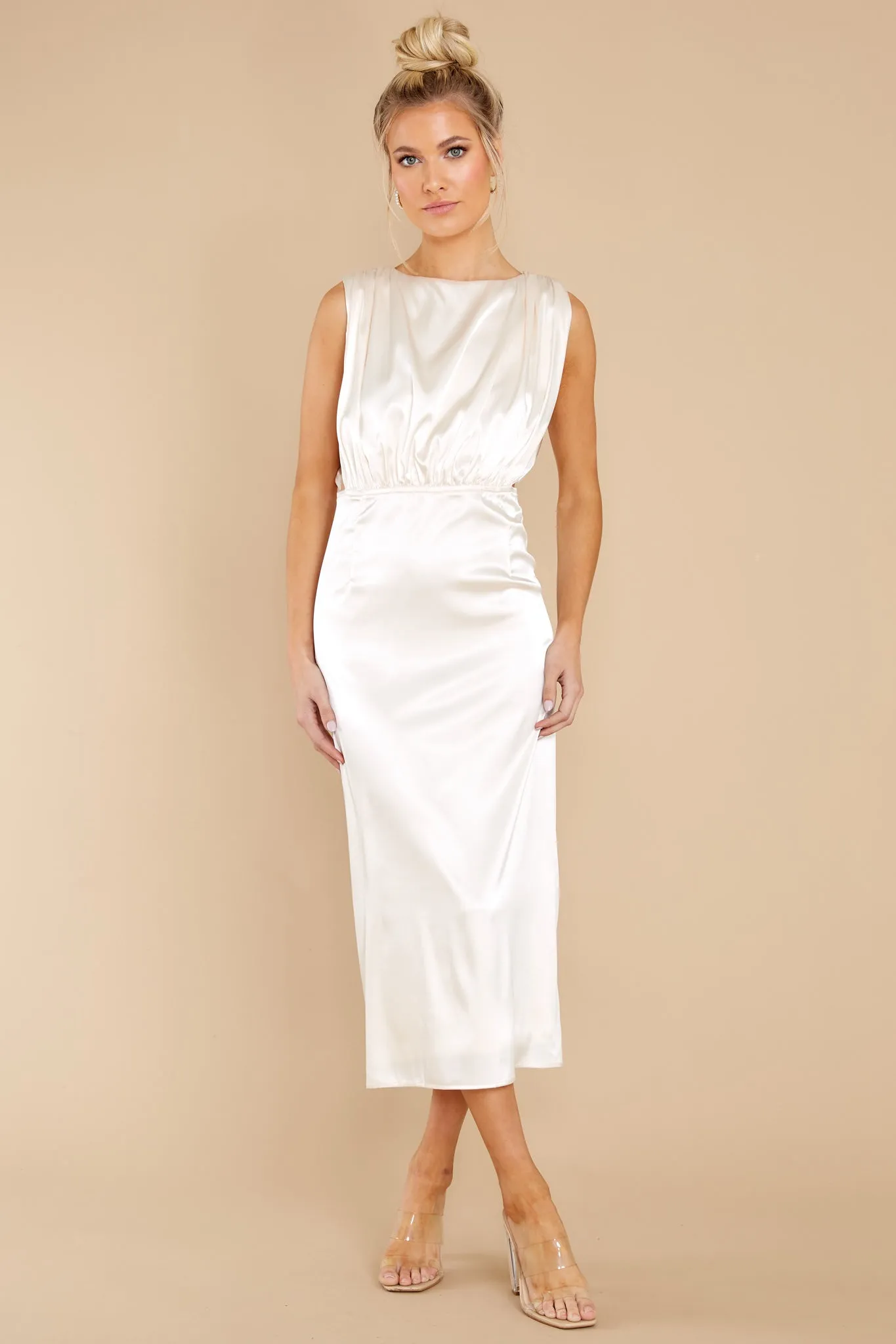 Elegant Nights Champagne Midi Dress