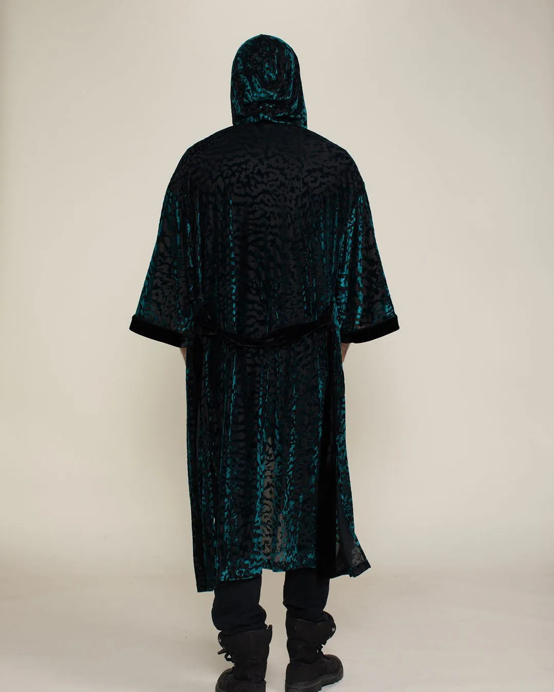 Emerald Tiger Hooded Burnout Velvet Kimono | Men's