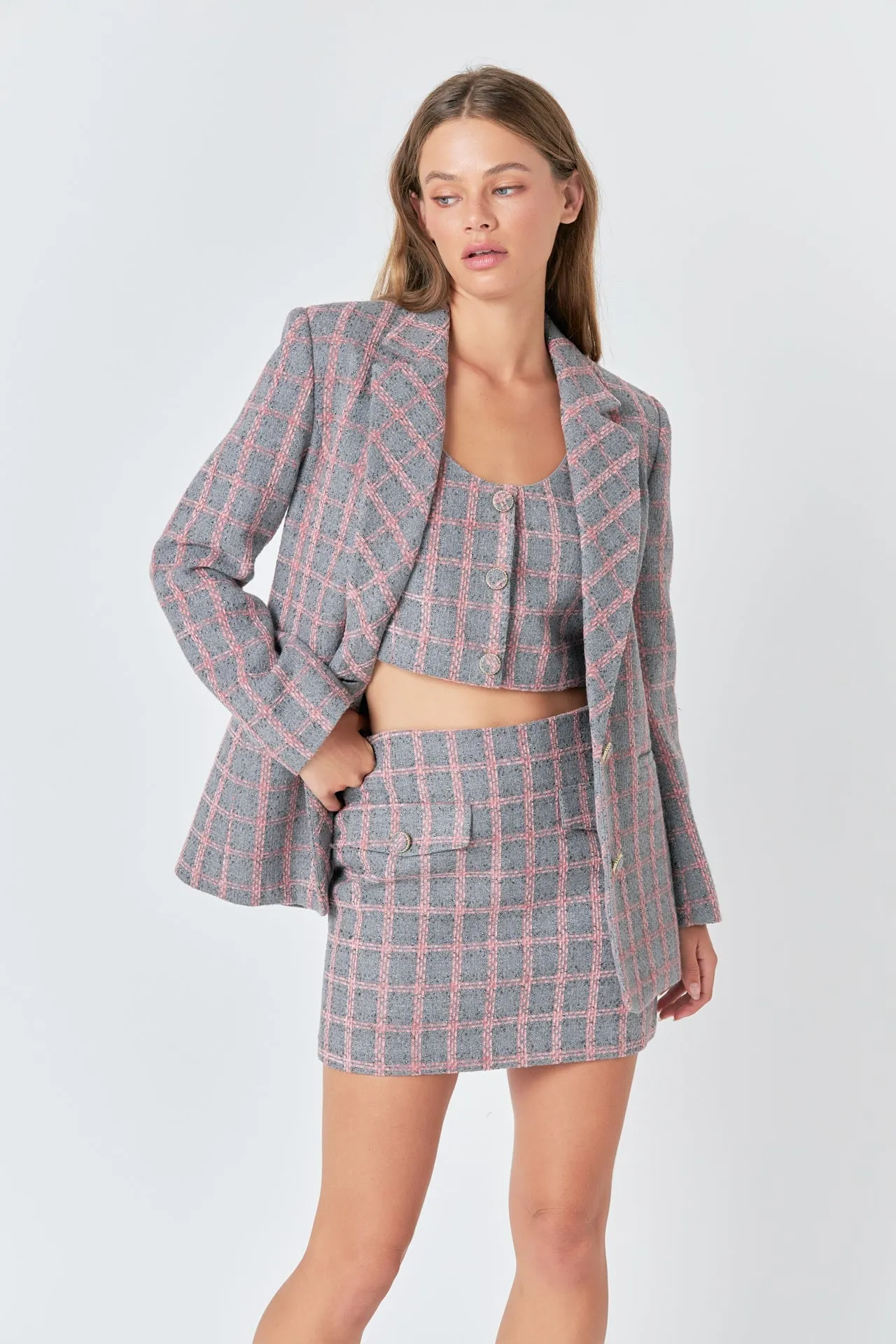 Endless Rose - Tweed Single Breast Blazer