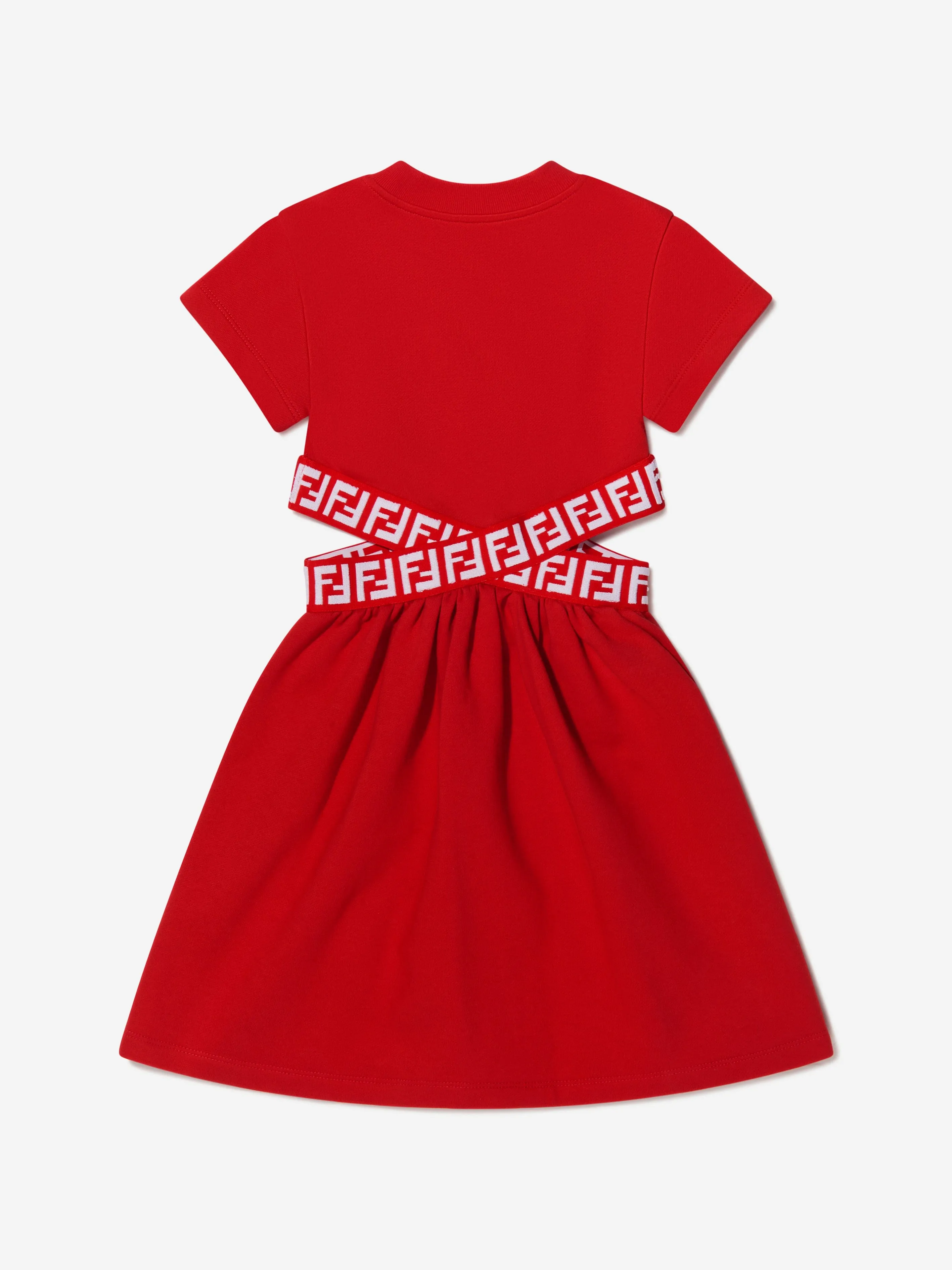 Fendi Girls FF Logo-tape Cut Out Dress