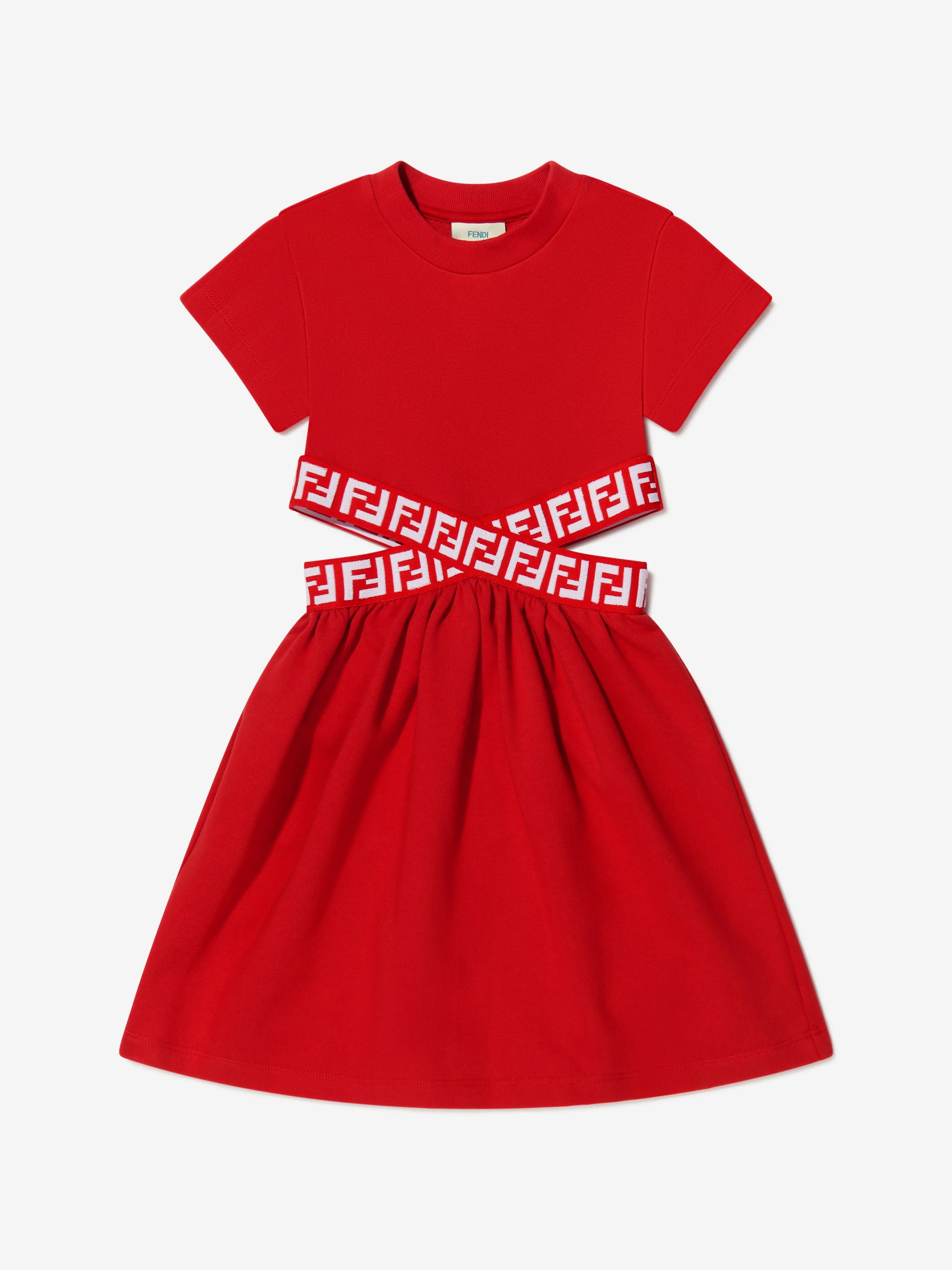 Fendi Girls FF Logo-tape Cut Out Dress