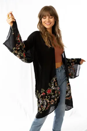 Fun In Florals Kimono - Black