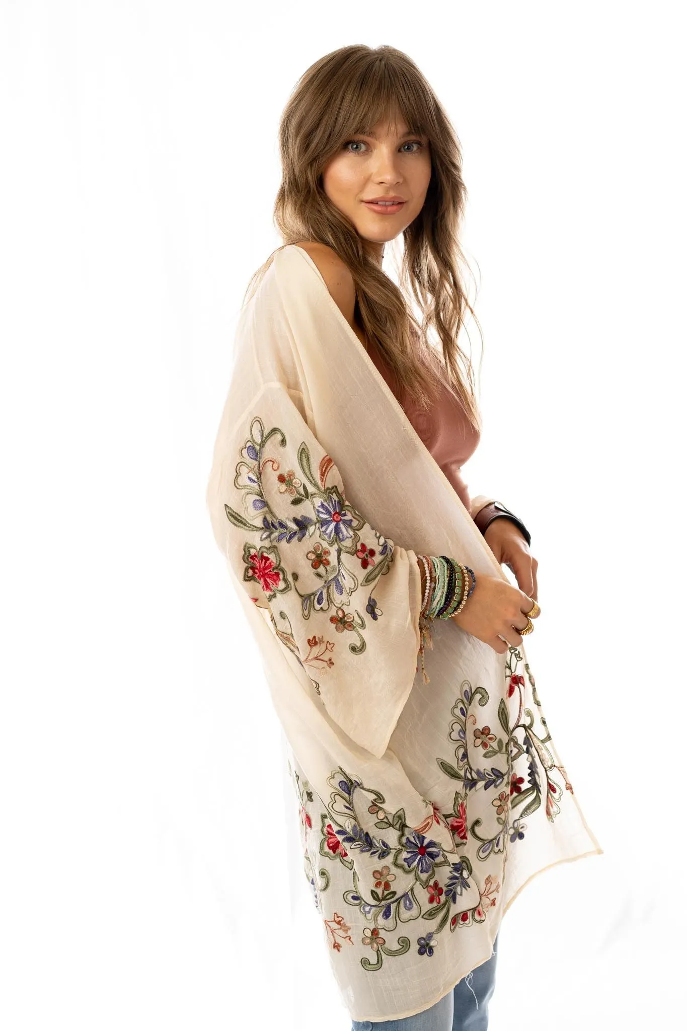 Fun In Florals Kimono - Cream