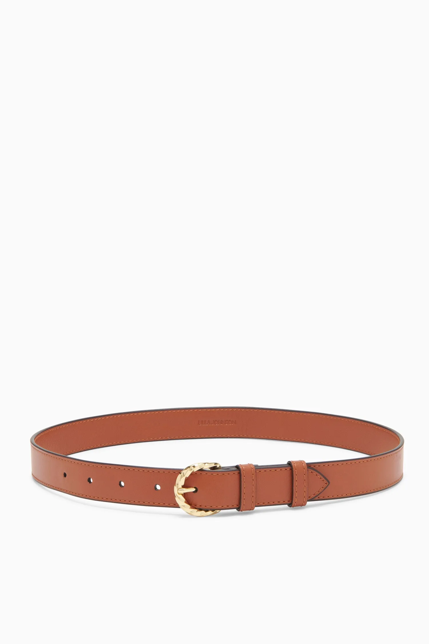 Gia Twisted Gold Belt in Tan Sierra Leather