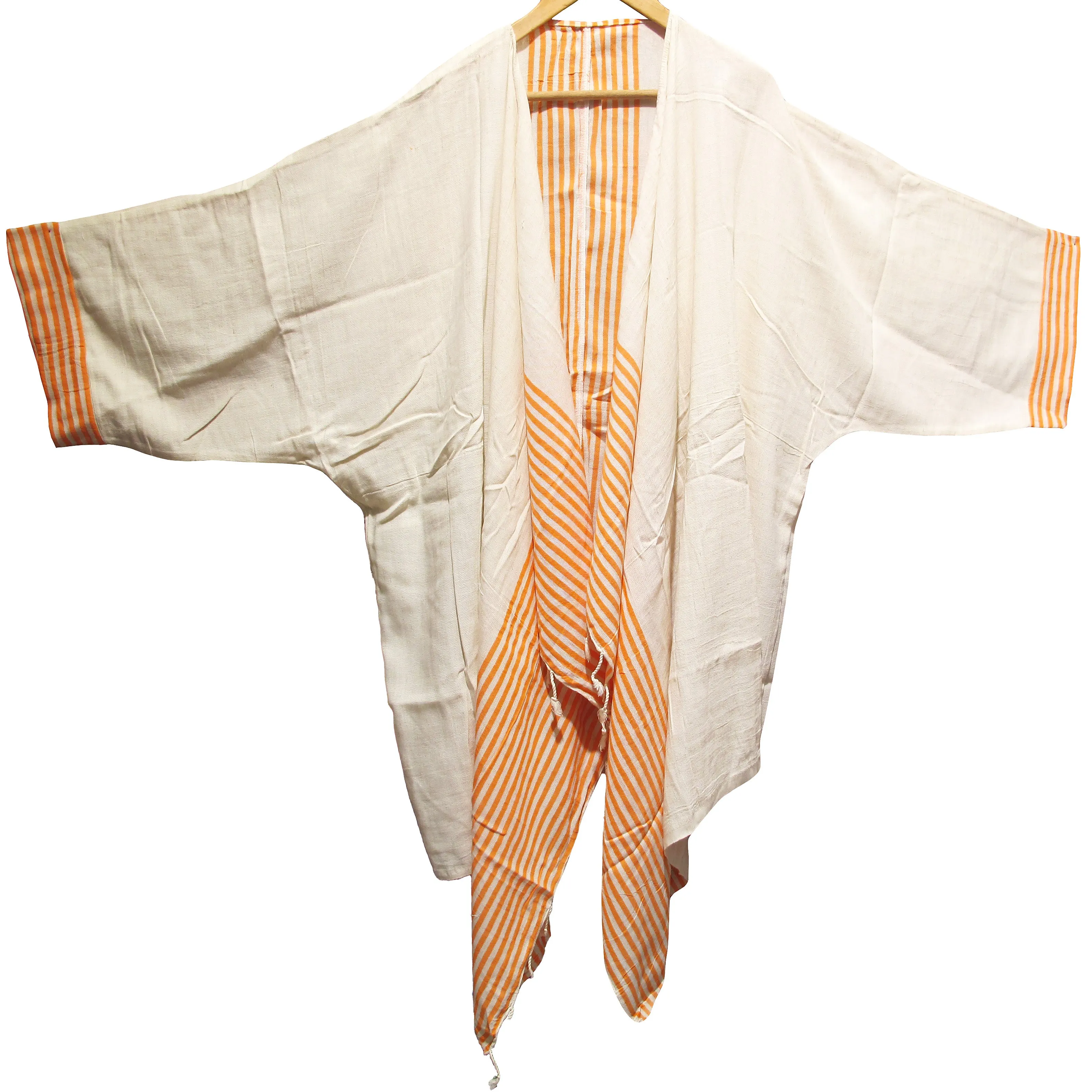 Handloom Cotton Beach Dress Kimono Orange