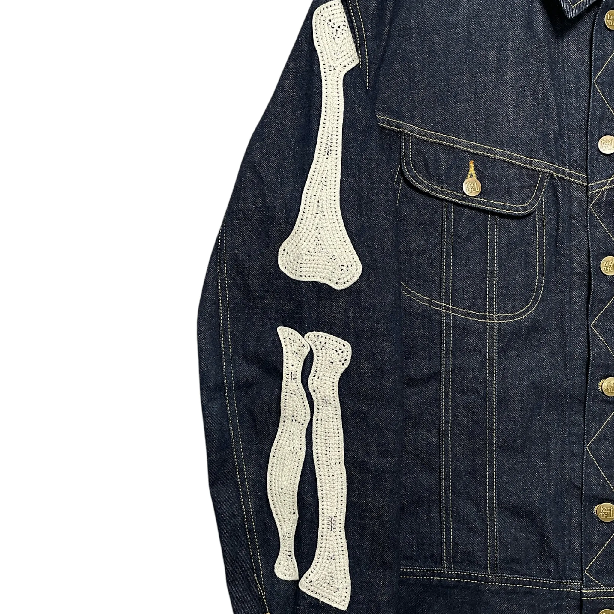 Kapital Skeleton Bones Denim Jacket Raw Indigo Pre-Owned