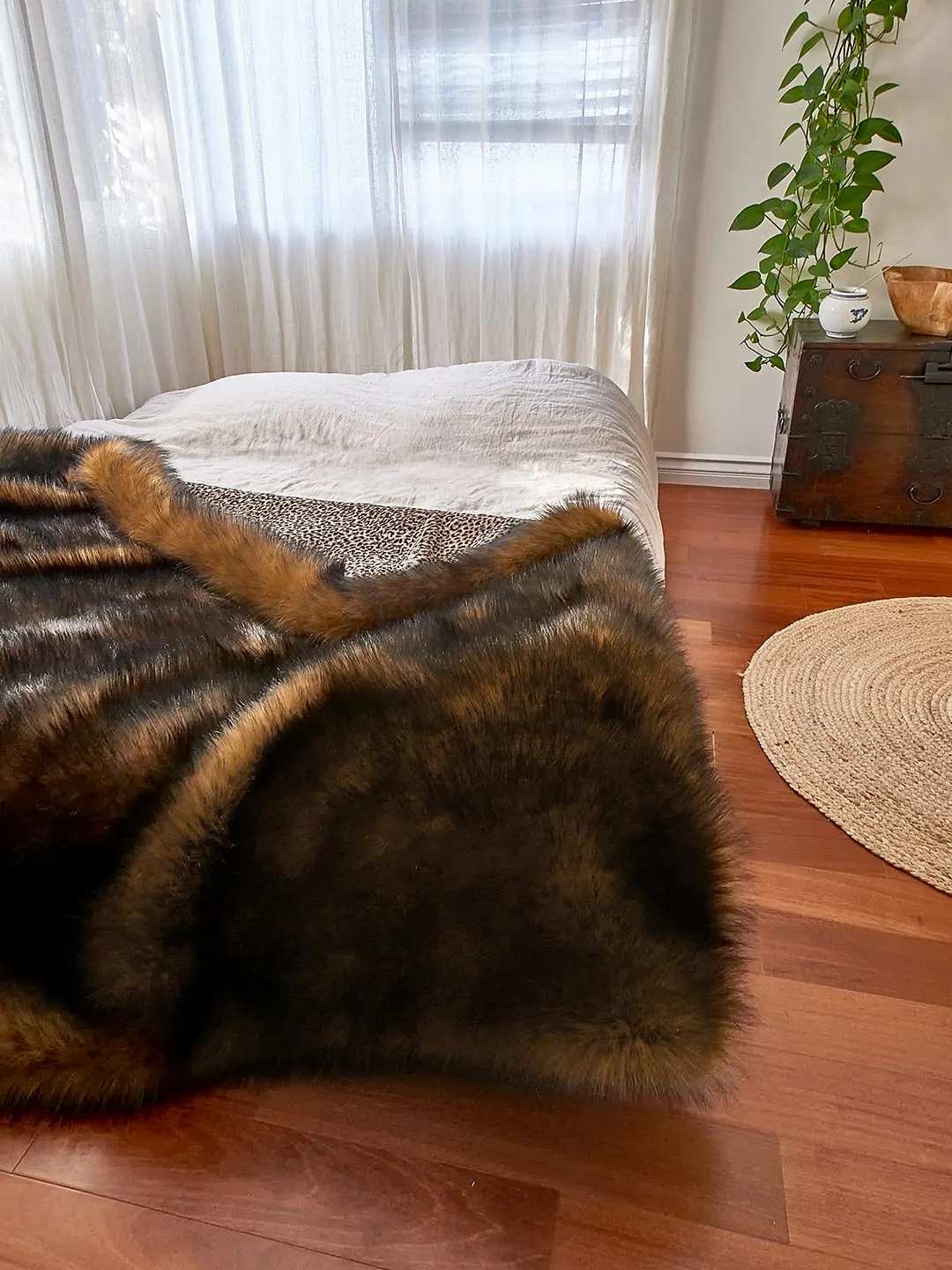 Kodiak Bear Faux Fur Throw