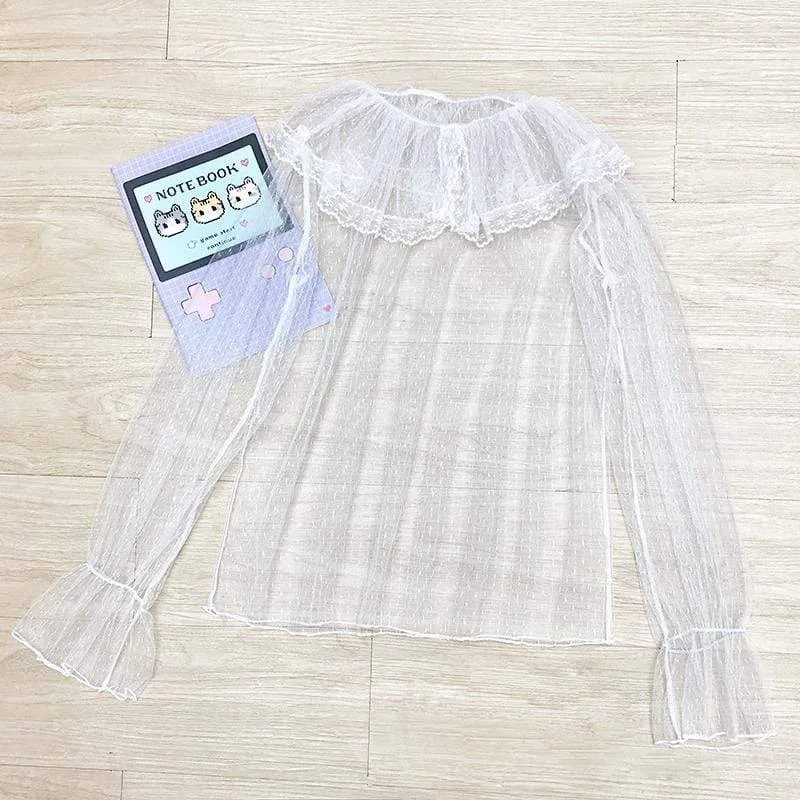 Lace Mesh Sheer Tops