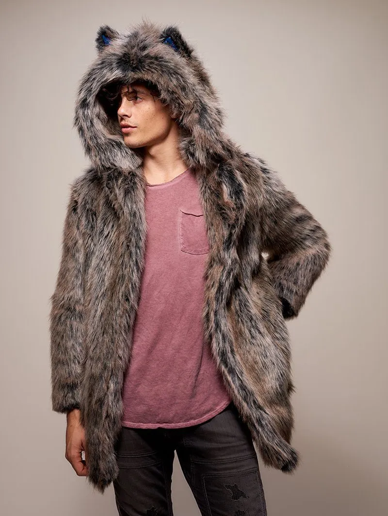 Limited Edition Grey Wolf Faux Fur Coat