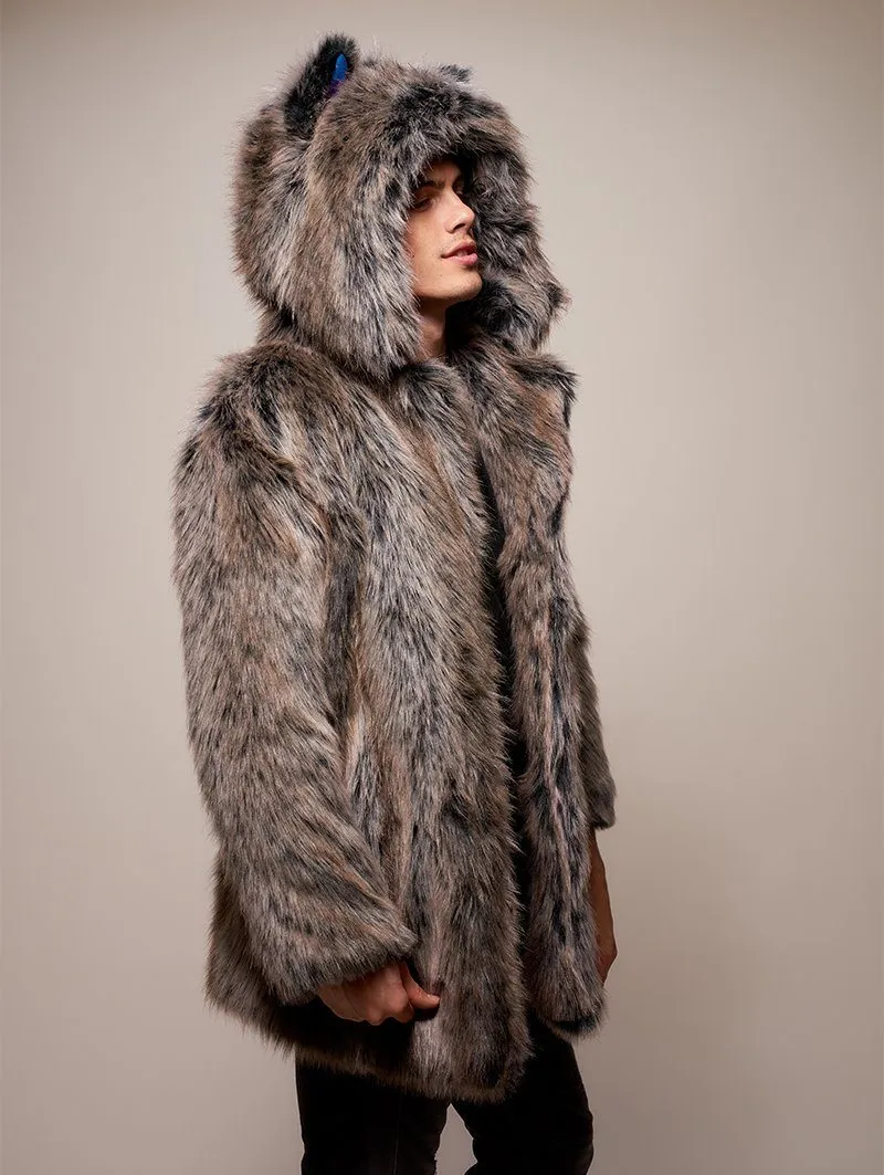 Limited Edition Grey Wolf Faux Fur Coat