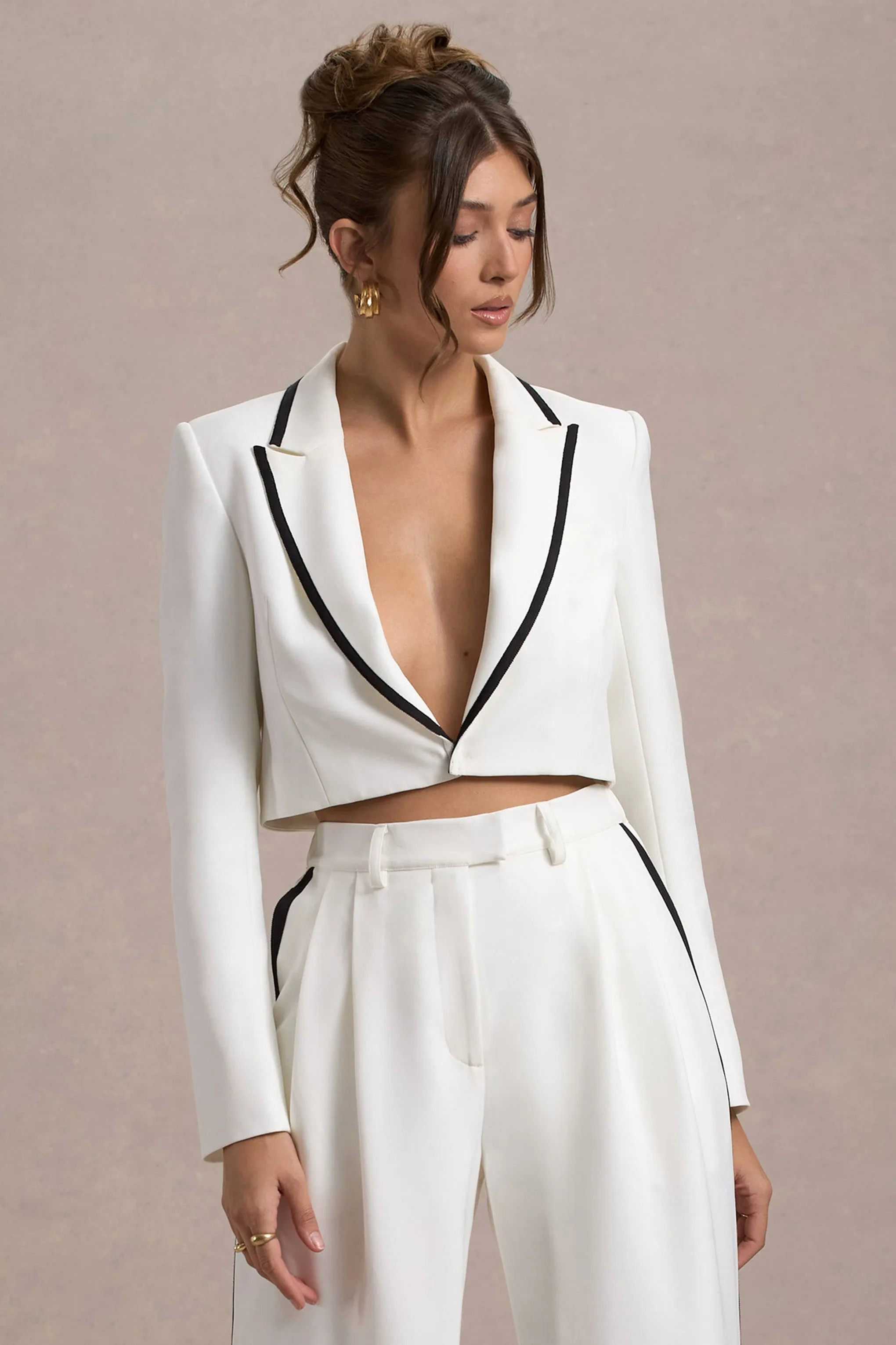 Marcie | White Tailored Cropped Blazer