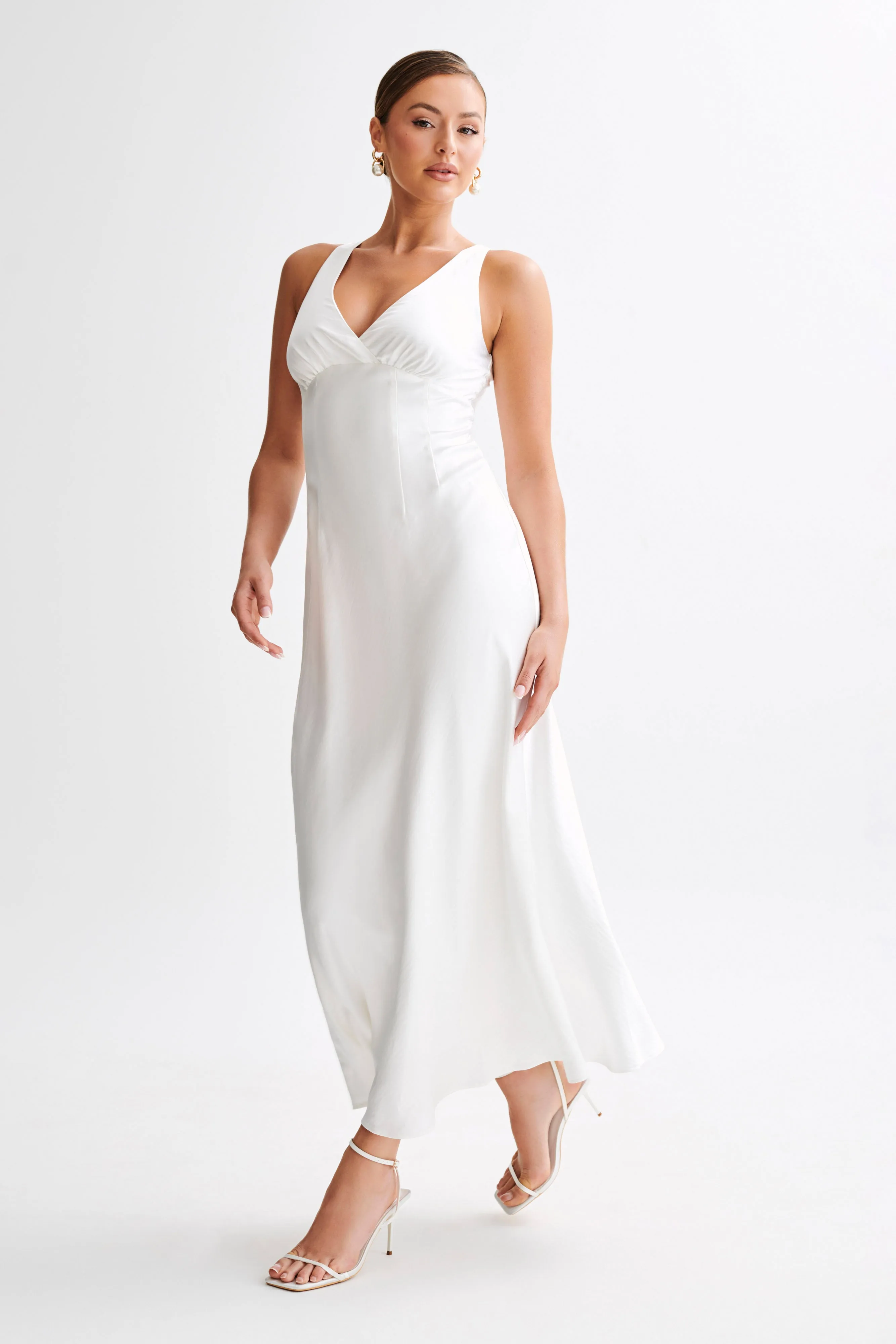 Meghan Satin Maxi Dress - Ivory