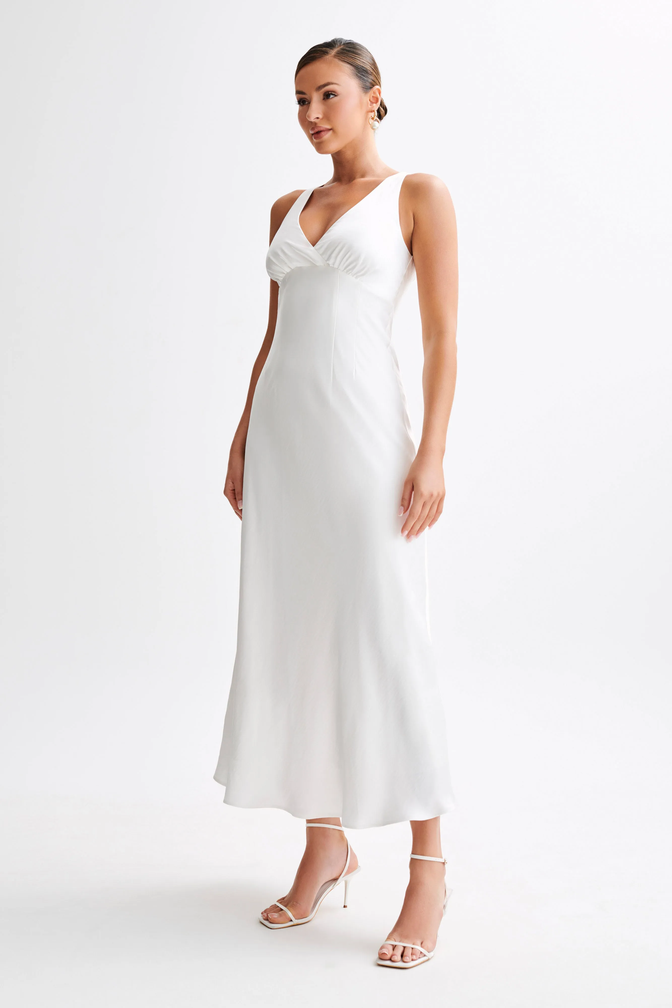 Meghan Satin Maxi Dress - Ivory