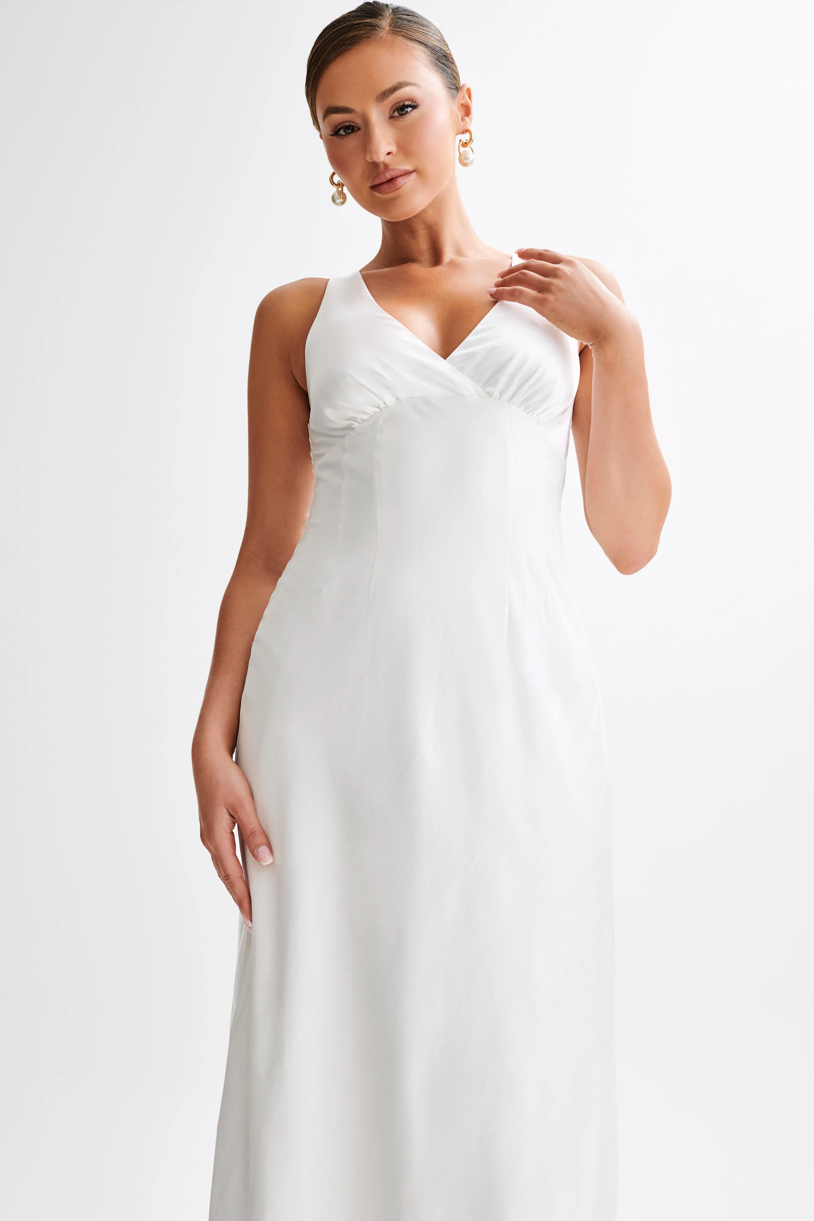 Meghan Satin Maxi Dress - Ivory