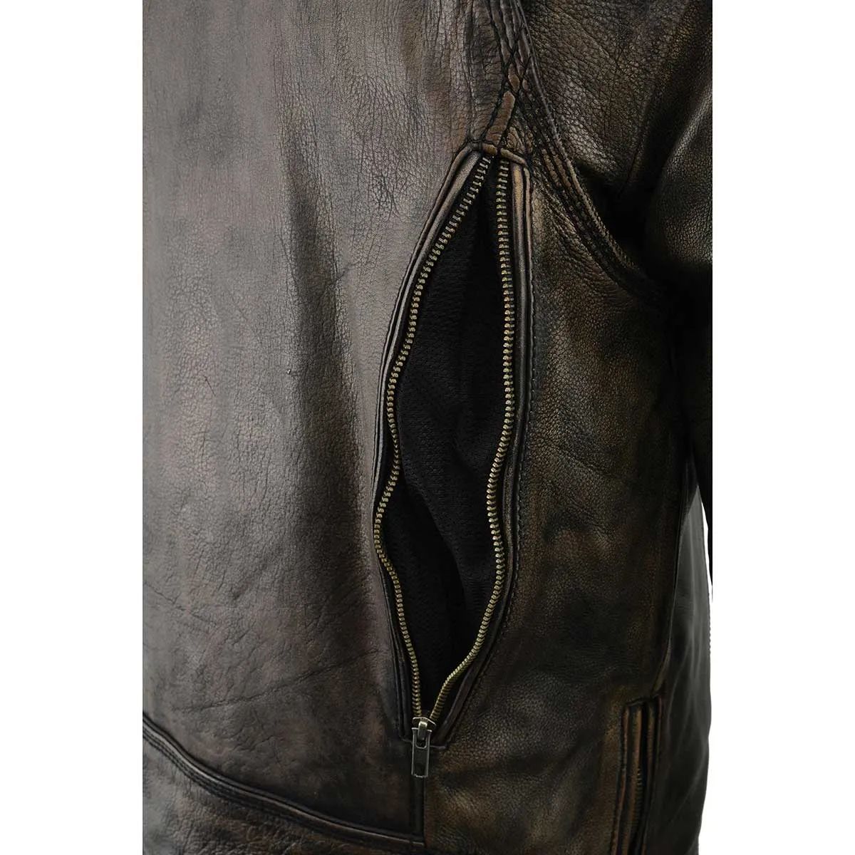 Milwaukee Leather MLM1515 Men's Classic Beltless Distressed Brown