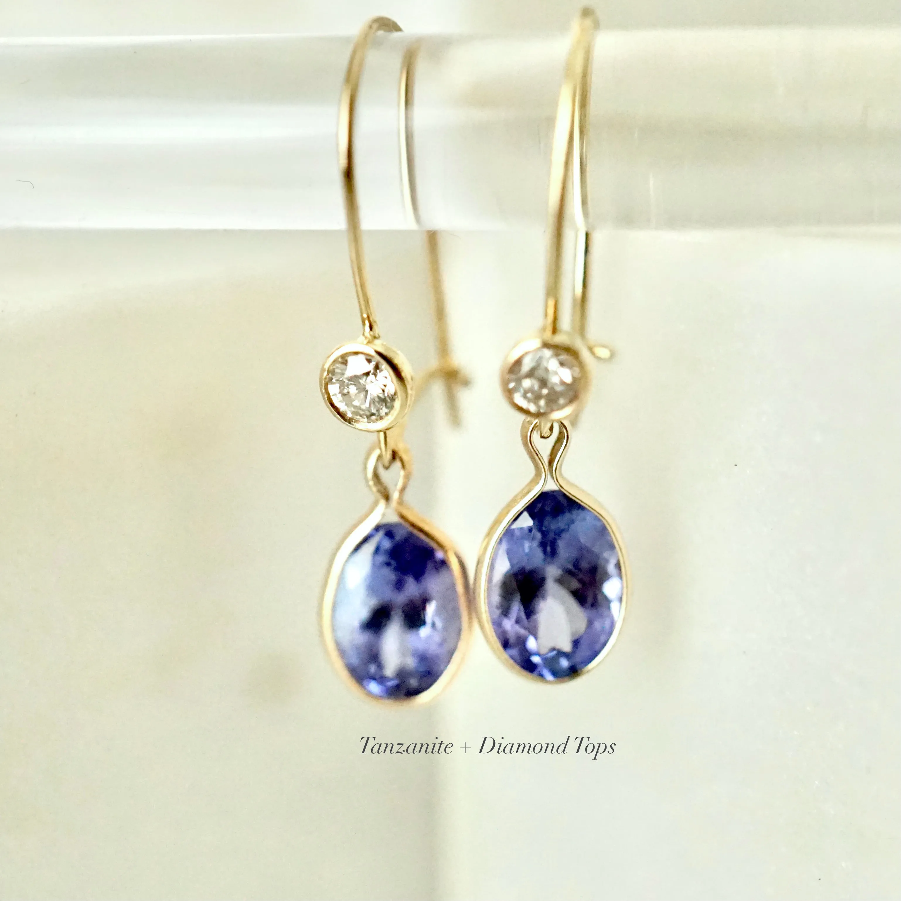 Oval Tanzanite Gold Earrings - December Birthstone Ring - Tanzanite Earrings for Women