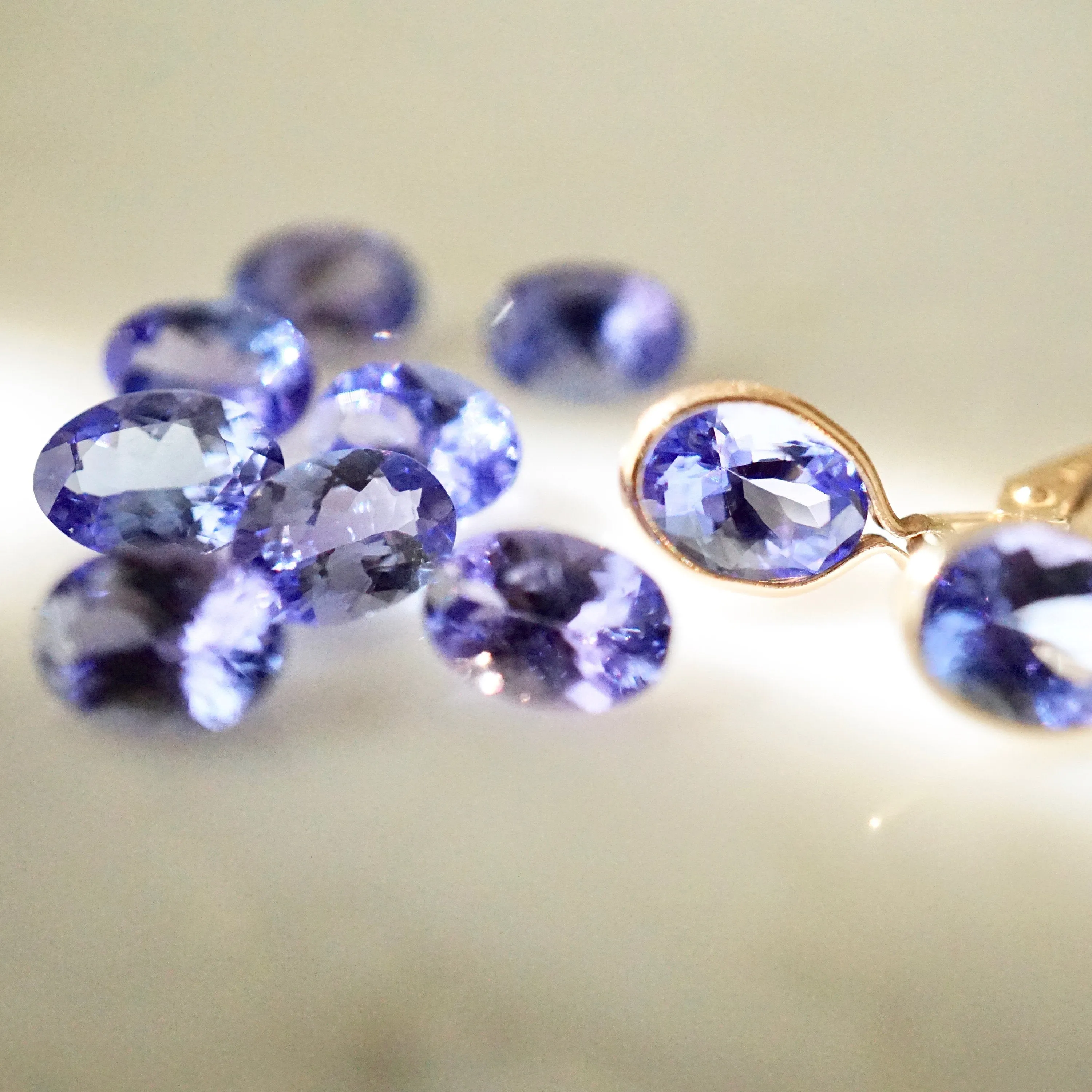 Oval Tanzanite Gold Earrings - December Birthstone Ring - Tanzanite Earrings for Women