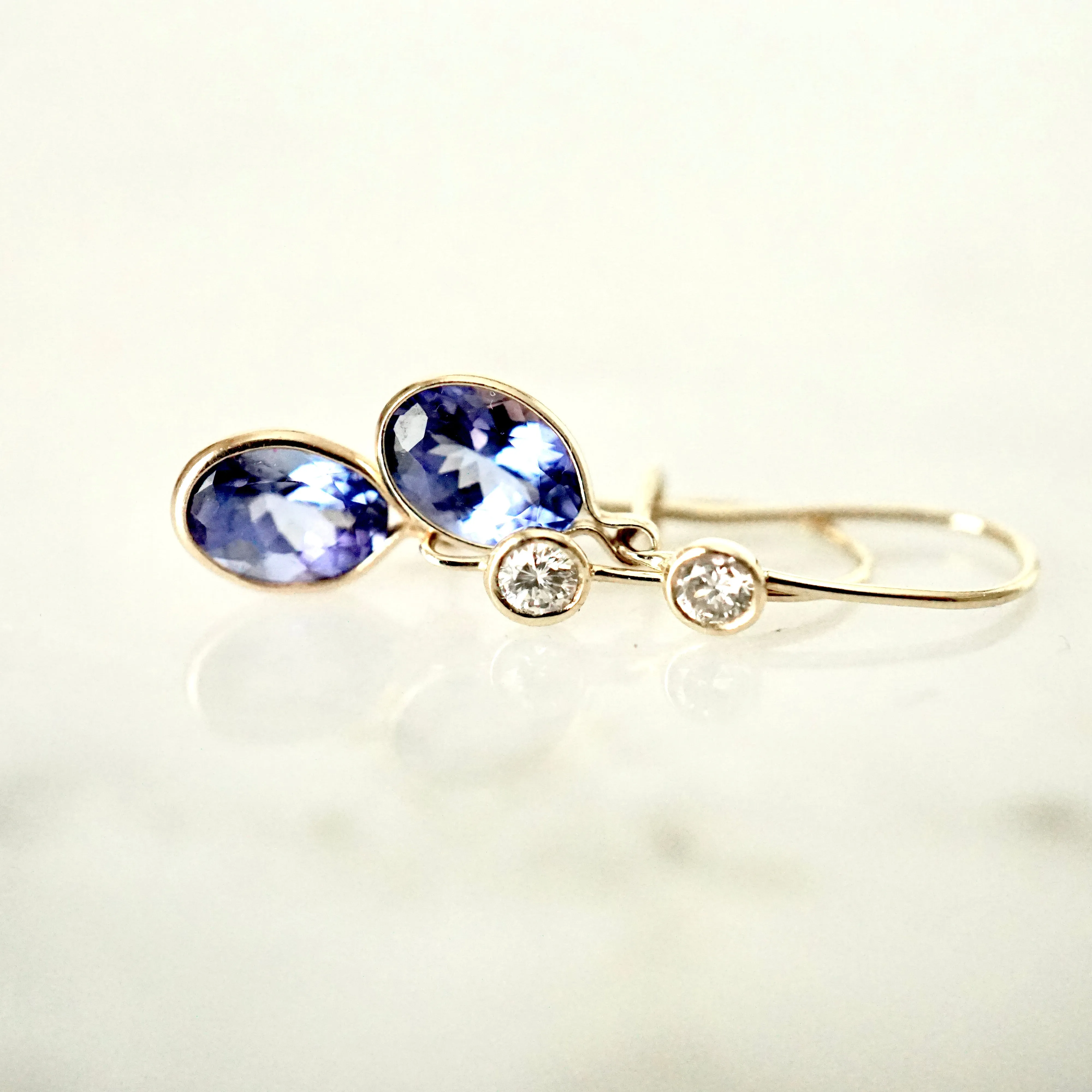 Oval Tanzanite Gold Earrings - December Birthstone Ring - Tanzanite Earrings for Women