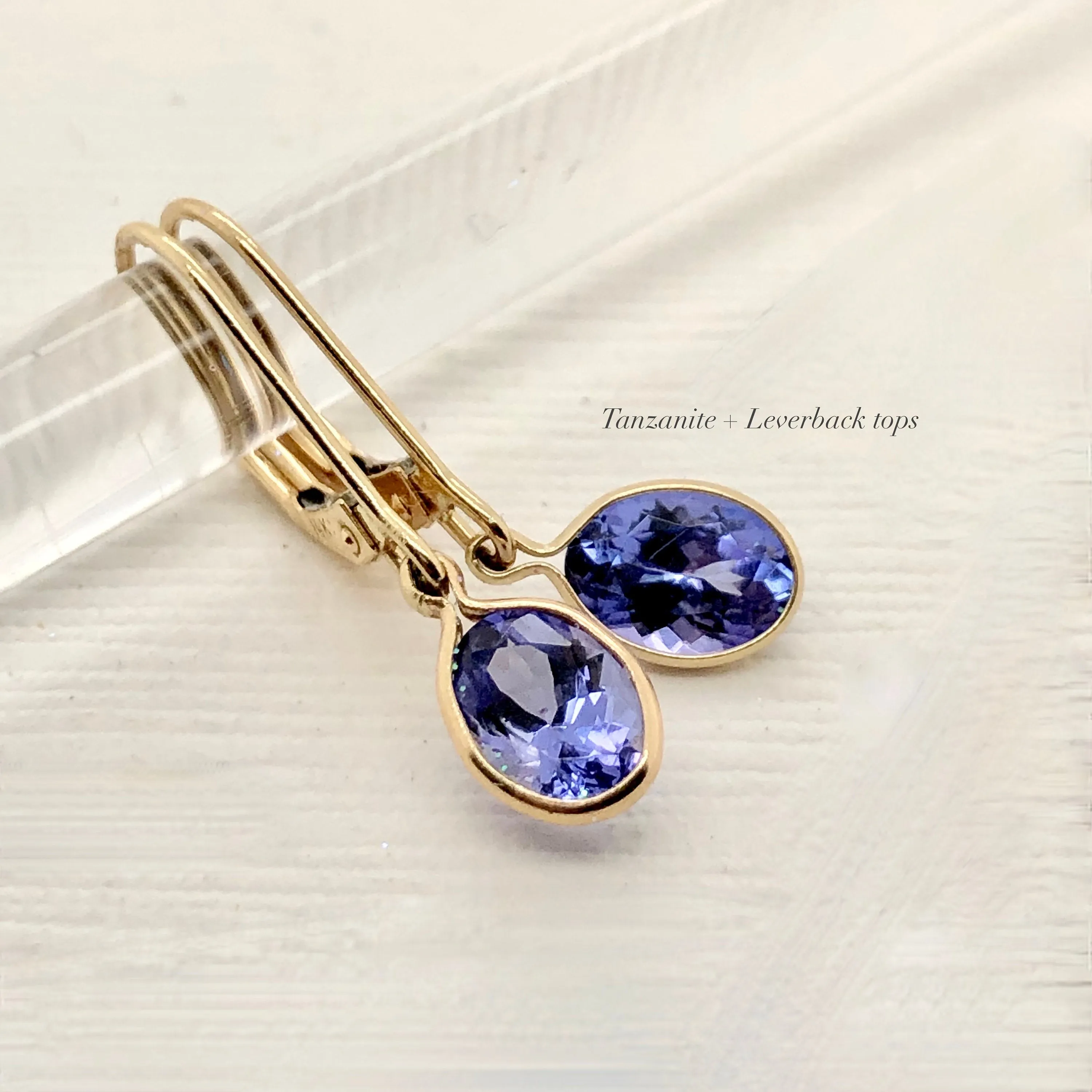 Oval Tanzanite Gold Earrings - December Birthstone Ring - Tanzanite Earrings for Women