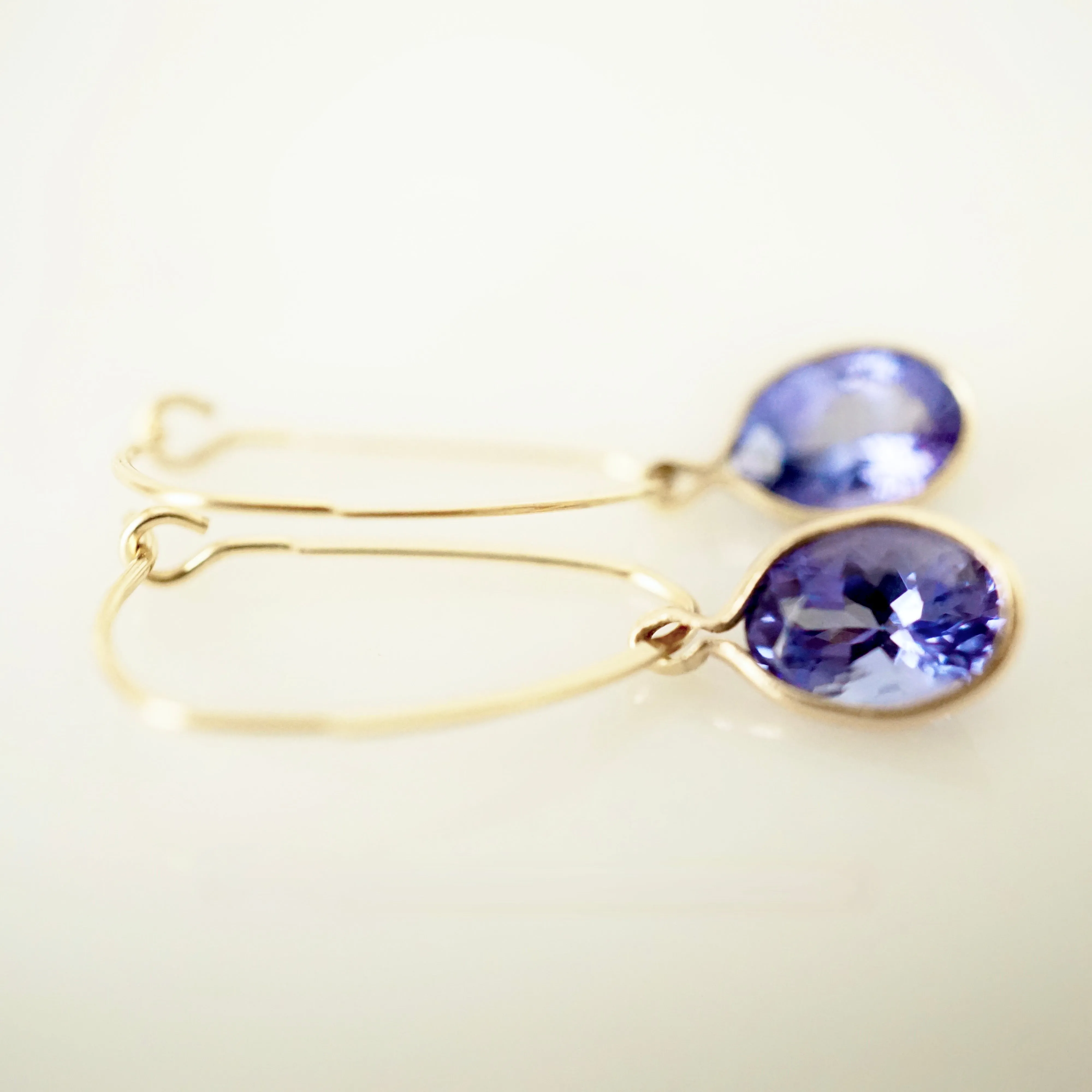 Oval Tanzanite Gold Earrings - December Birthstone Ring - Tanzanite Earrings for Women