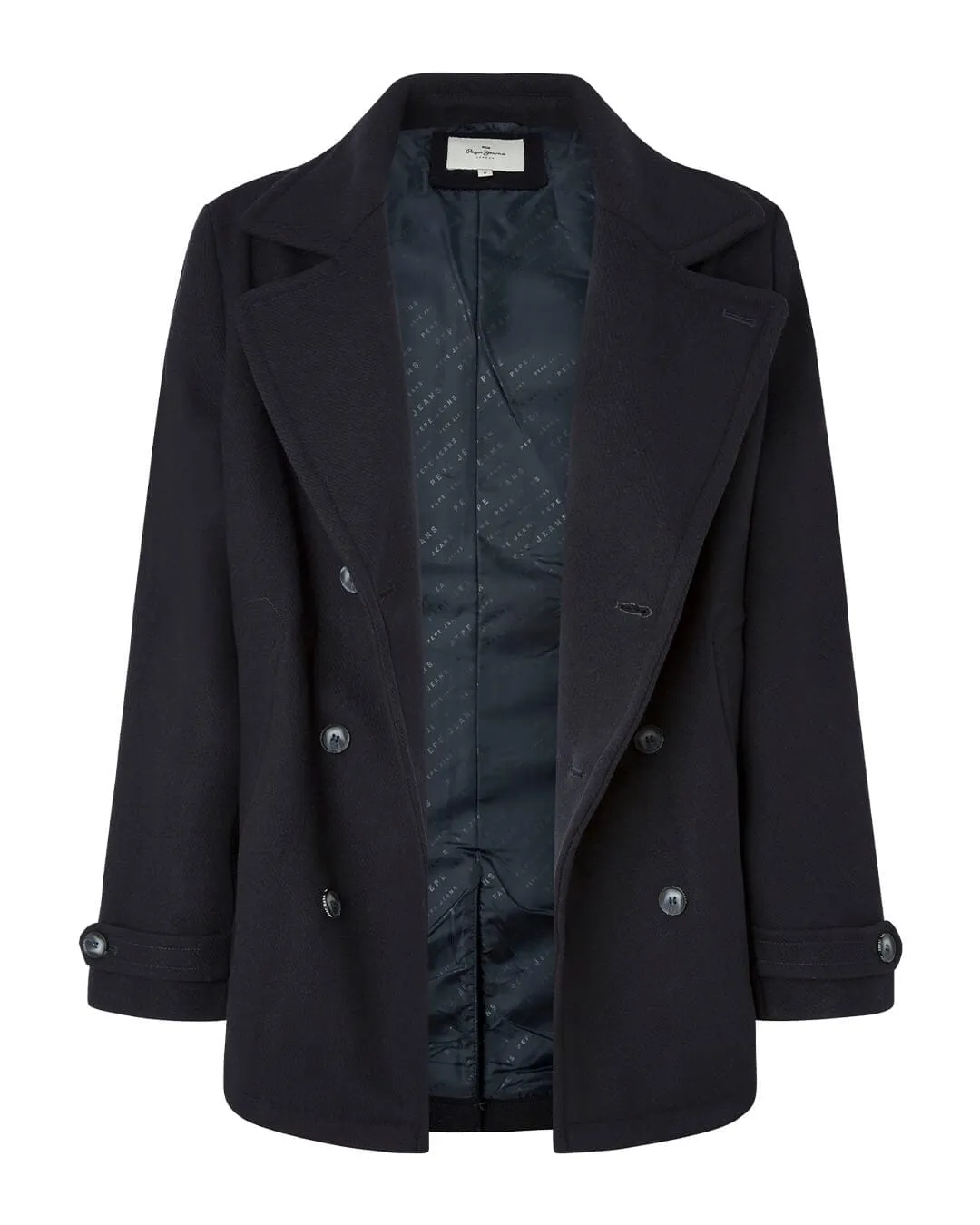 Pepe Jeans Navy Double Breasted Coat