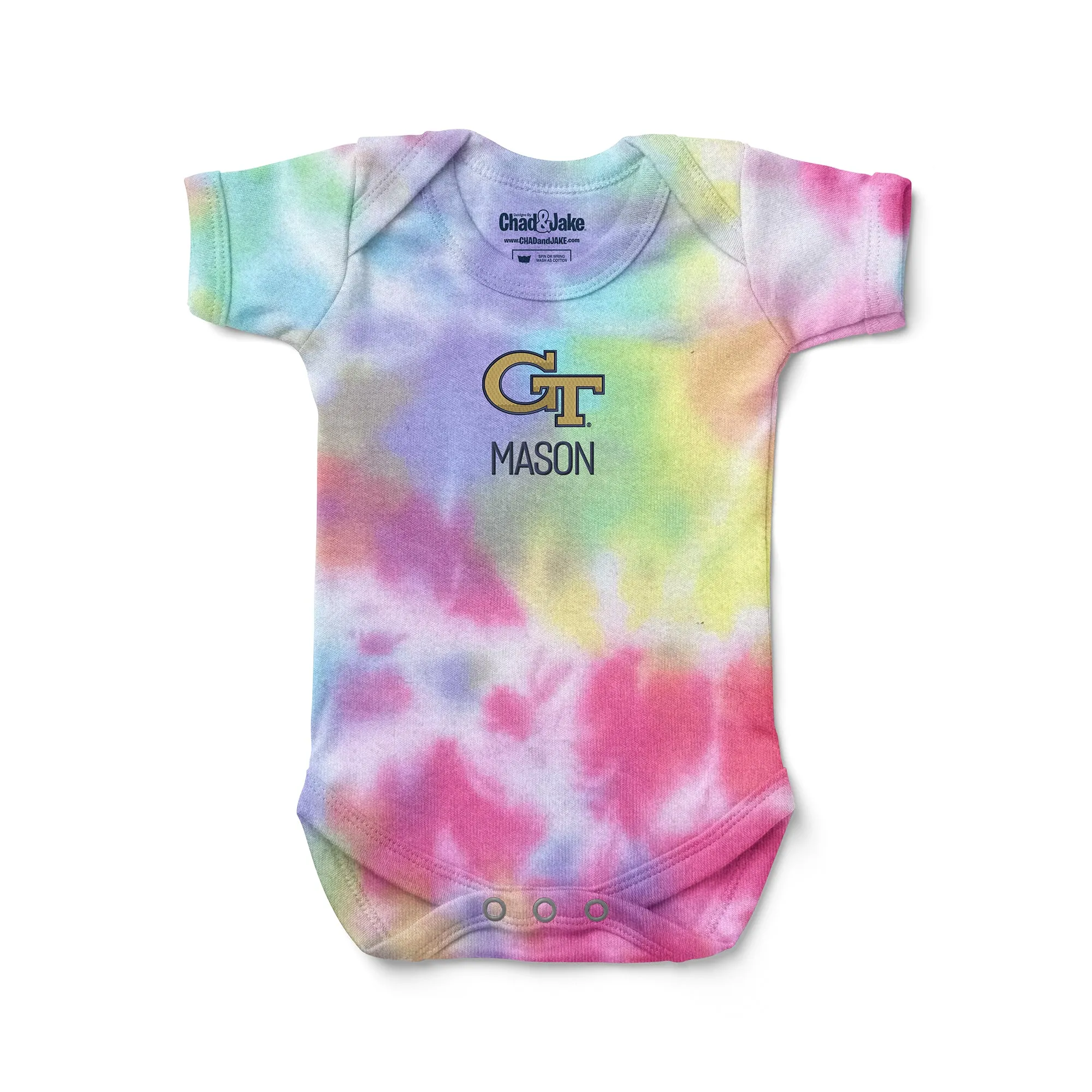 Personalized Georgia Tech Yellow Jackets Tie Dye Bodysuit