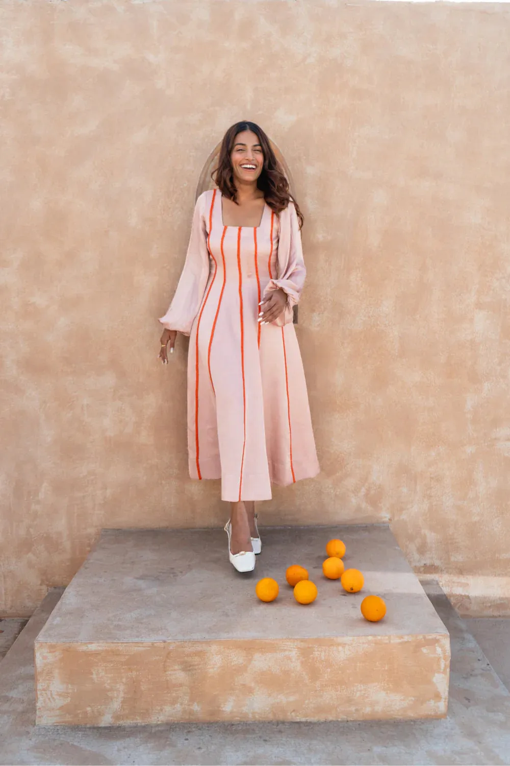 Pink Maxi Dress- Orange Braids