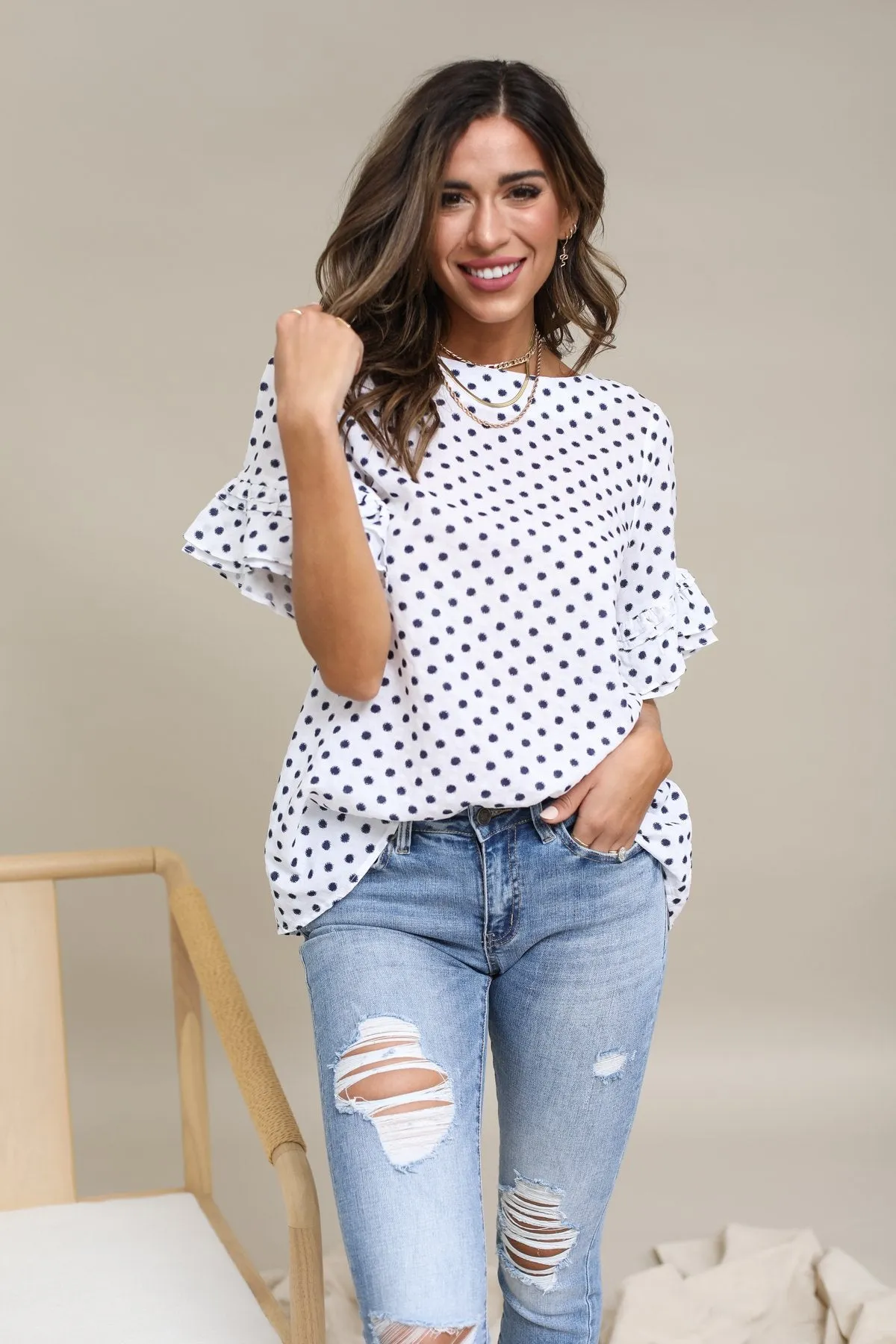 Polka Dot Ruffled Top