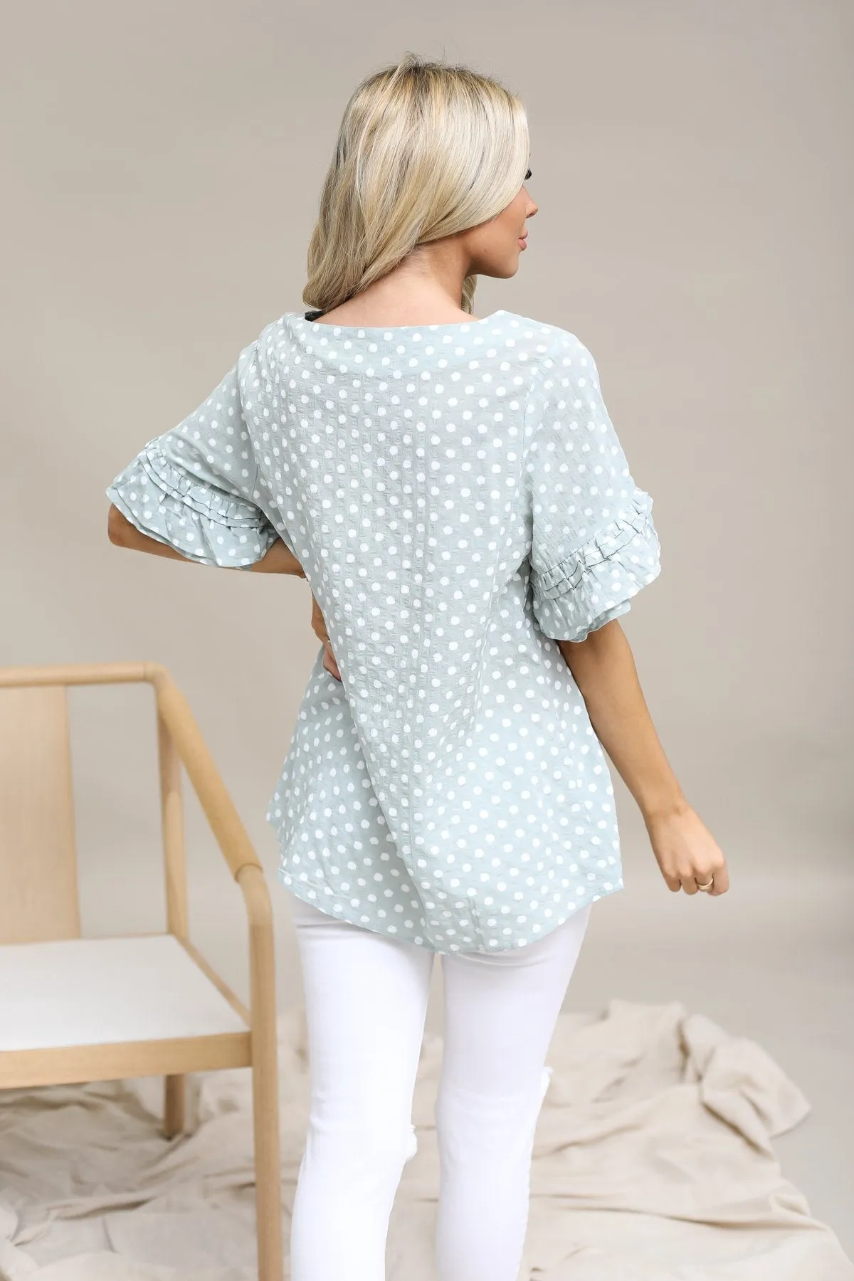 Polka Dot Ruffled Top