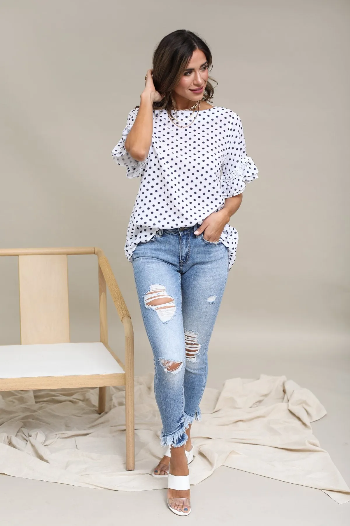 Polka Dot Ruffled Top