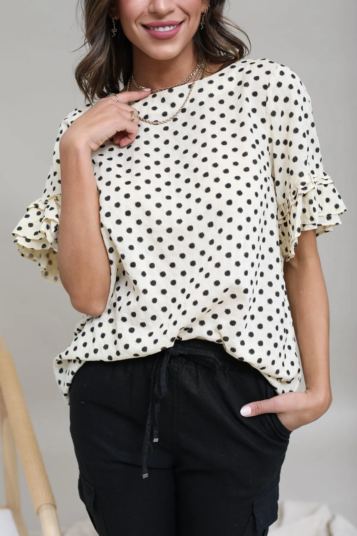 Polka Dot Ruffled Top