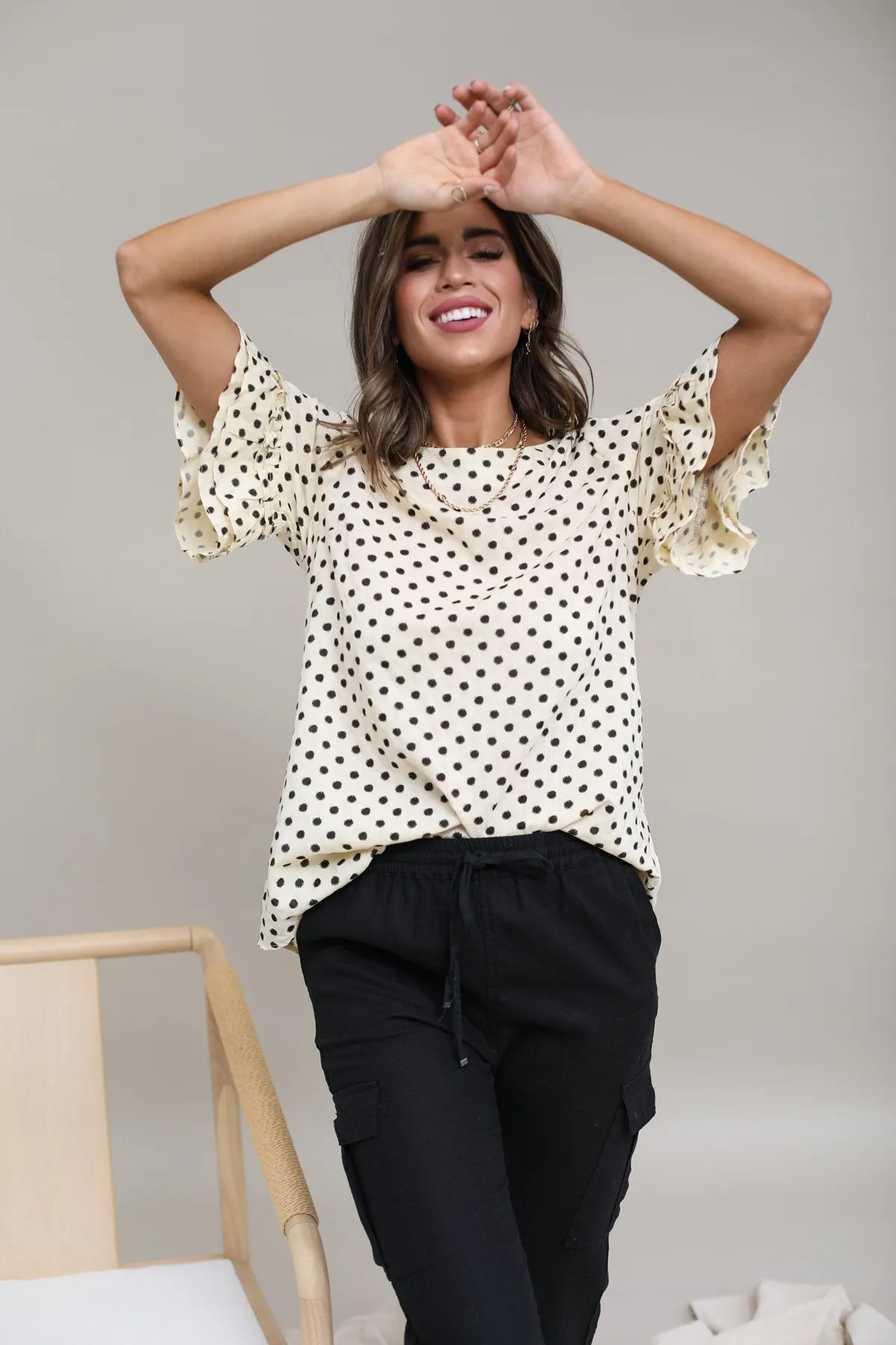 Polka Dot Ruffled Top